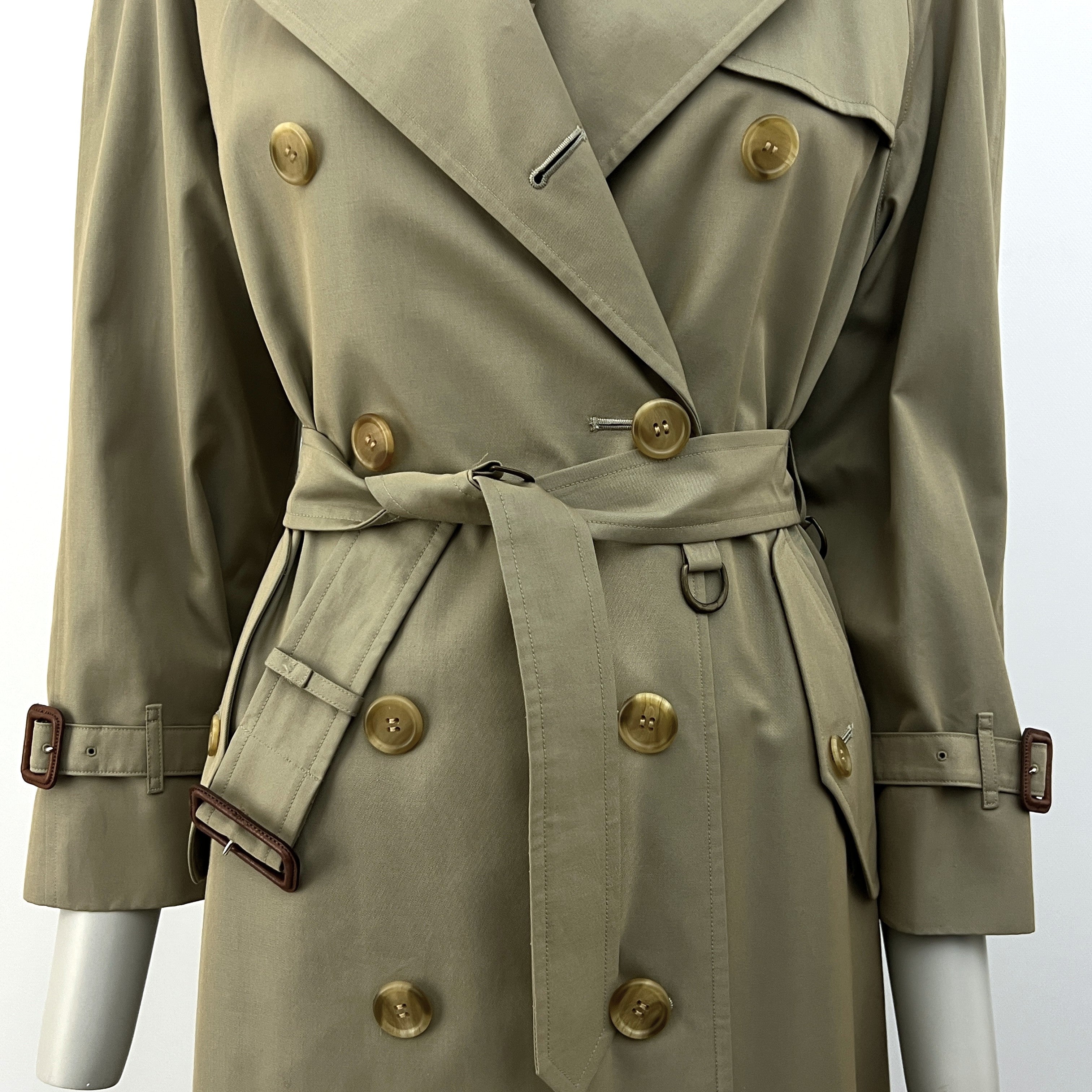 BURBERRY trench coat, size S, khaki cotton