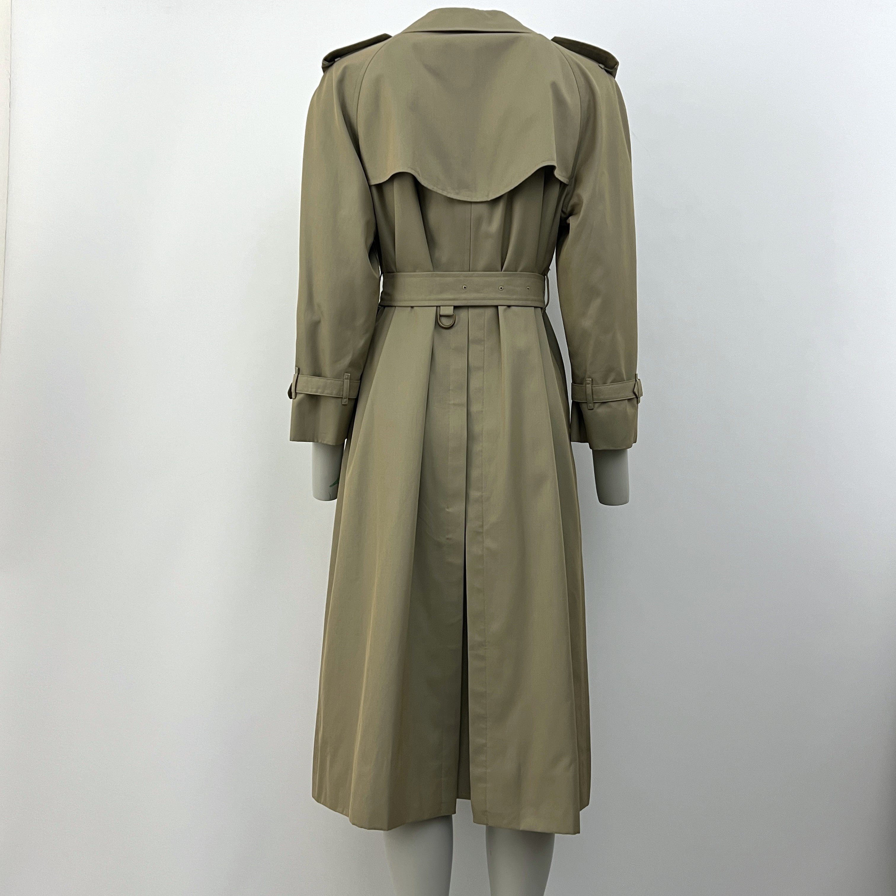 BURBERRY trench coat, size S, khaki cotton