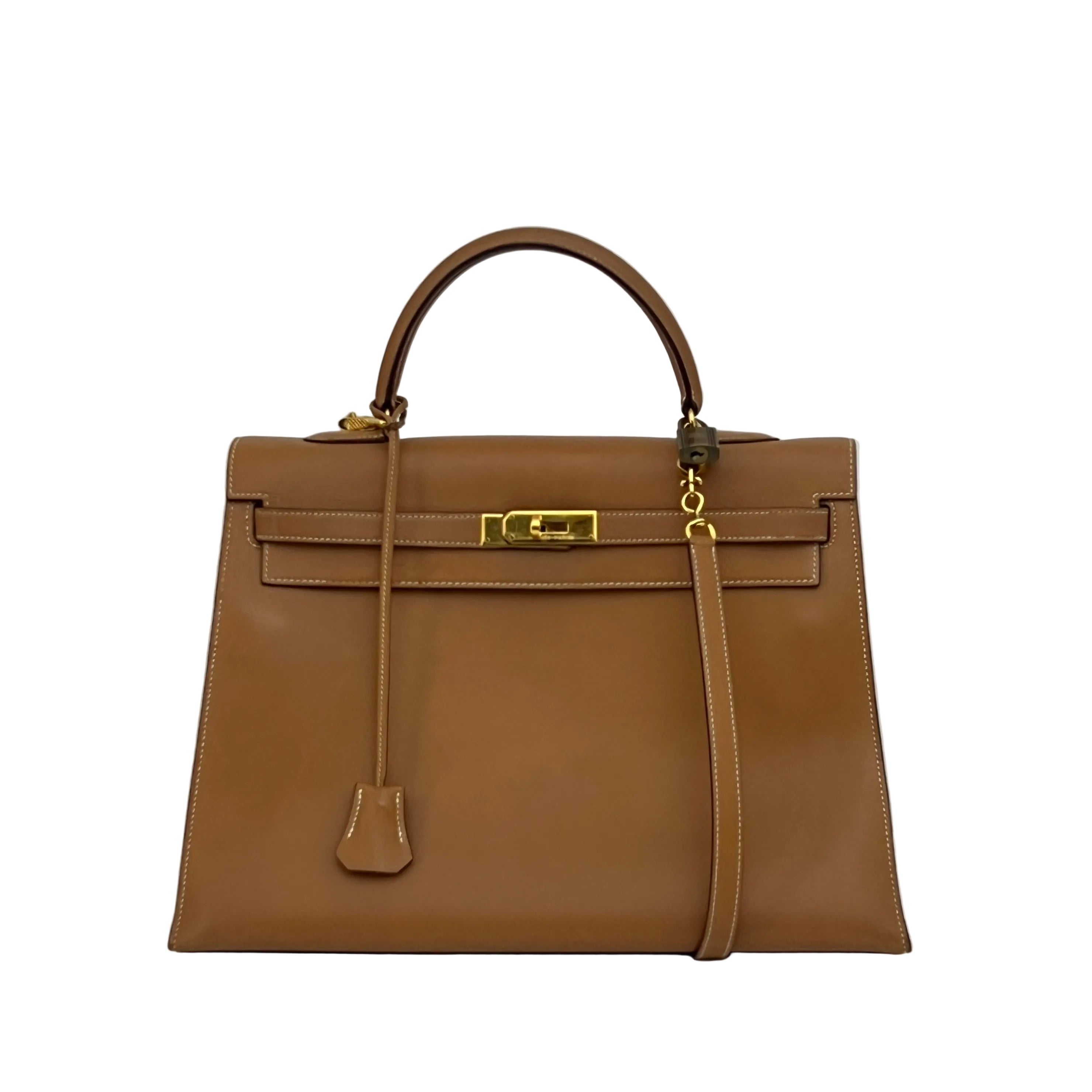 Sac à bandoulière HERMÈS Kelly 35 cuir courchevel sellier marron