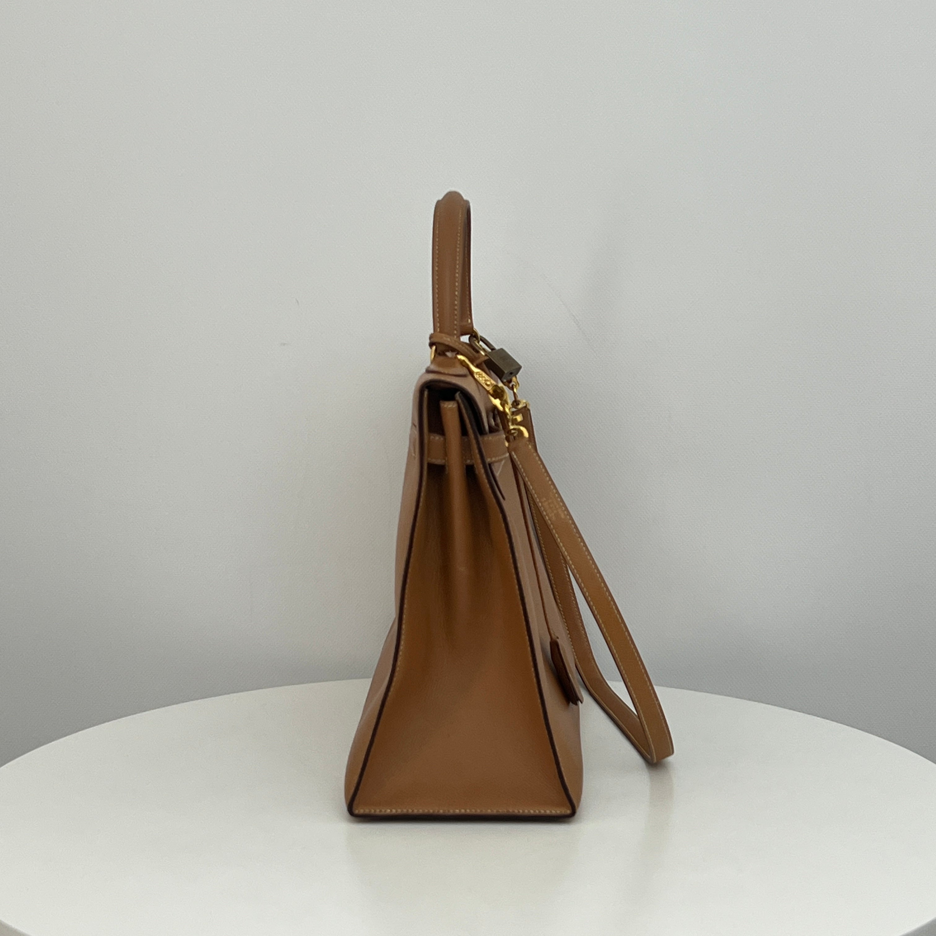 HERMÈS Kelly 35 Courchevel Leather Sellier Shoulder Bag