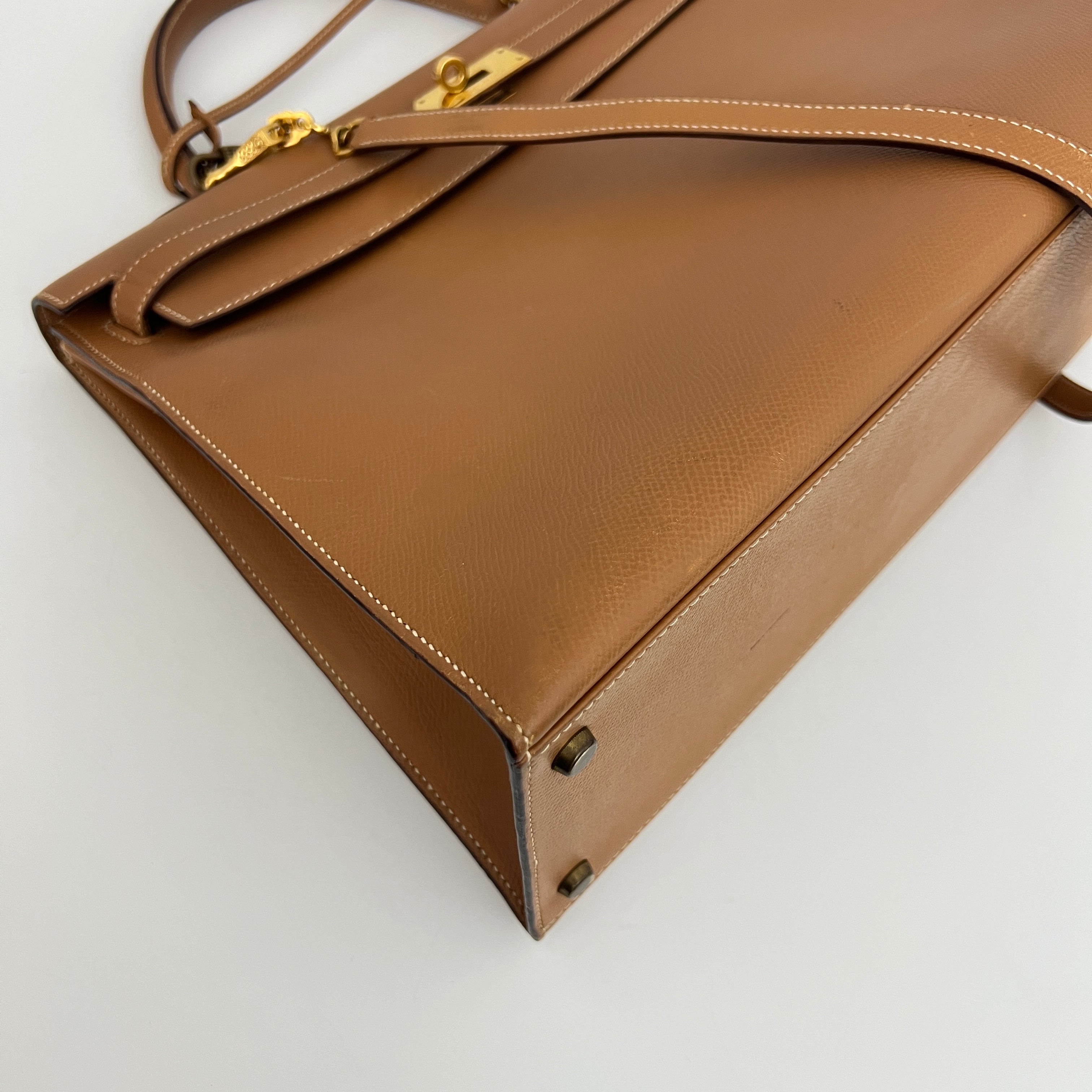 HERMÈS Kelly 35 Courchevel Leather Sellier Shoulder Bag