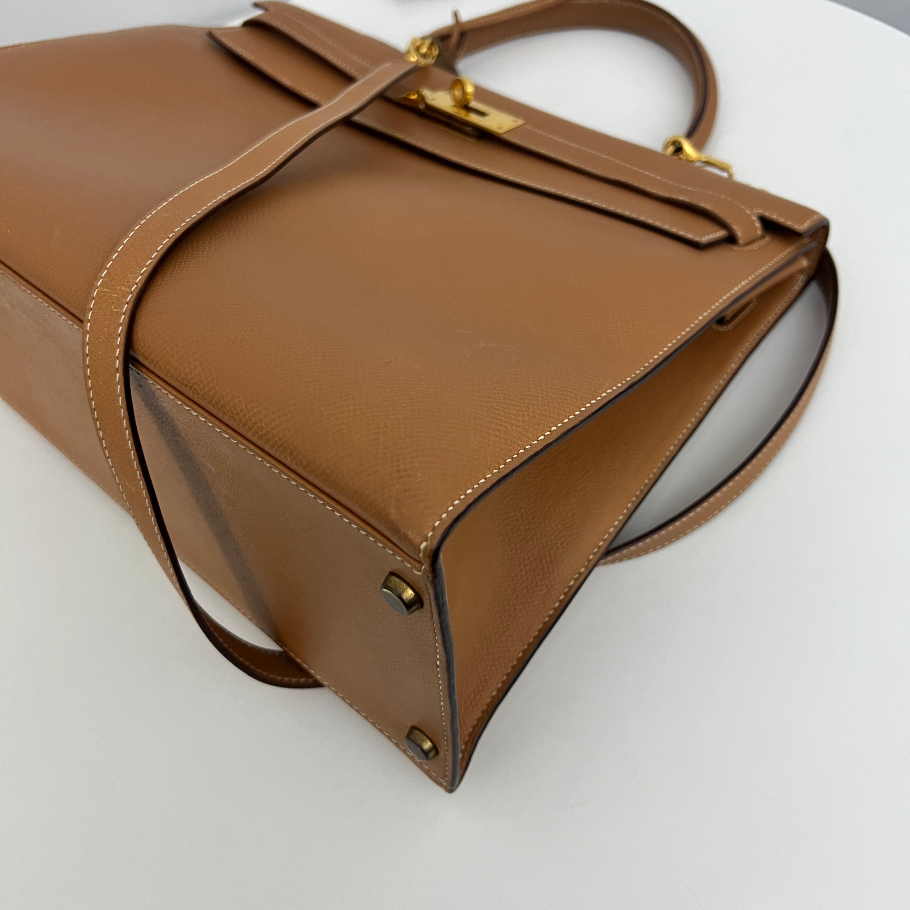 HERMÈS Kelly 35 Courchevel Leather Sellier Shoulder Bag