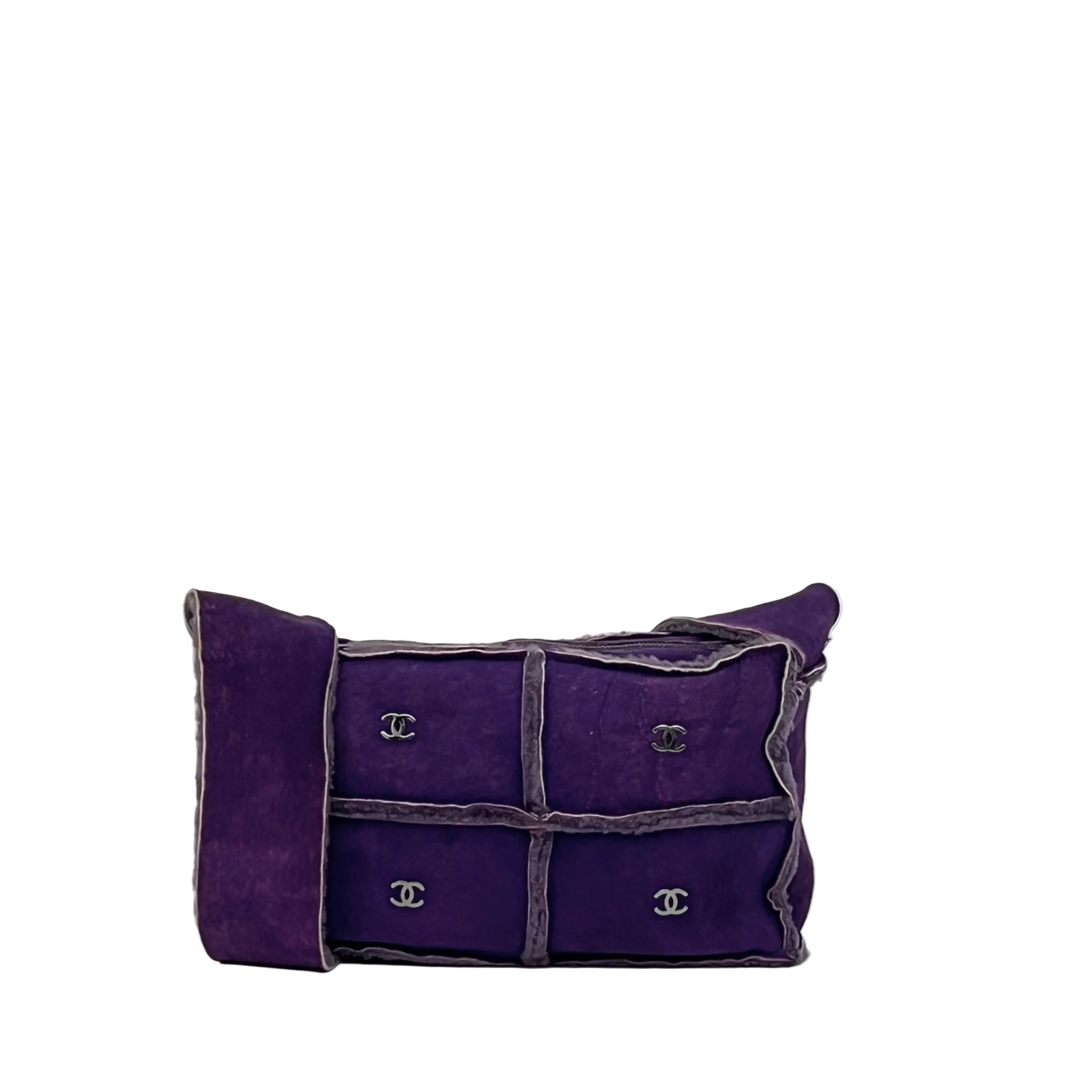 Sac à bandoulière CHANEL Shearling mouton violet