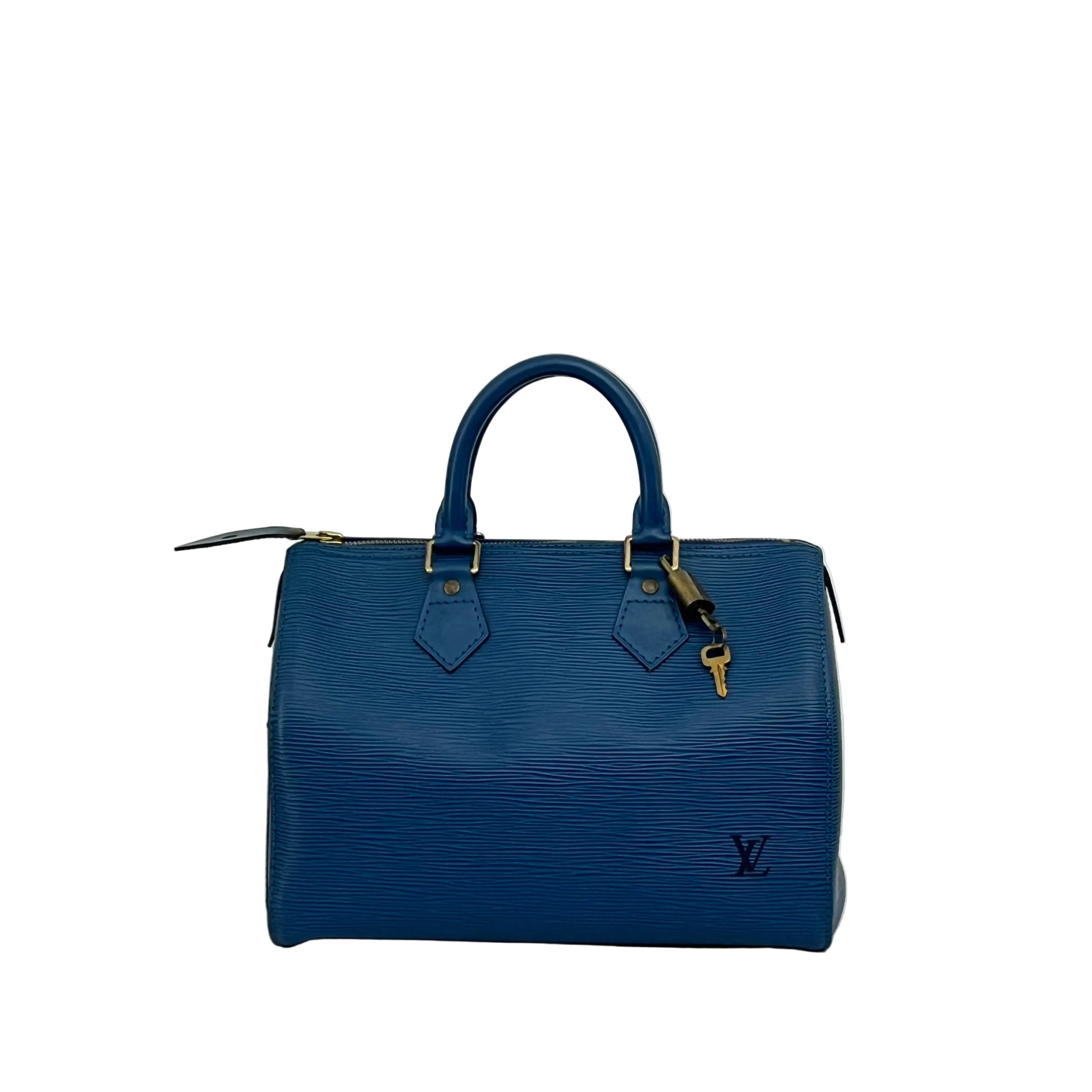 Sac LOUIS VUITTON Speedy 25 cuir épi bleu