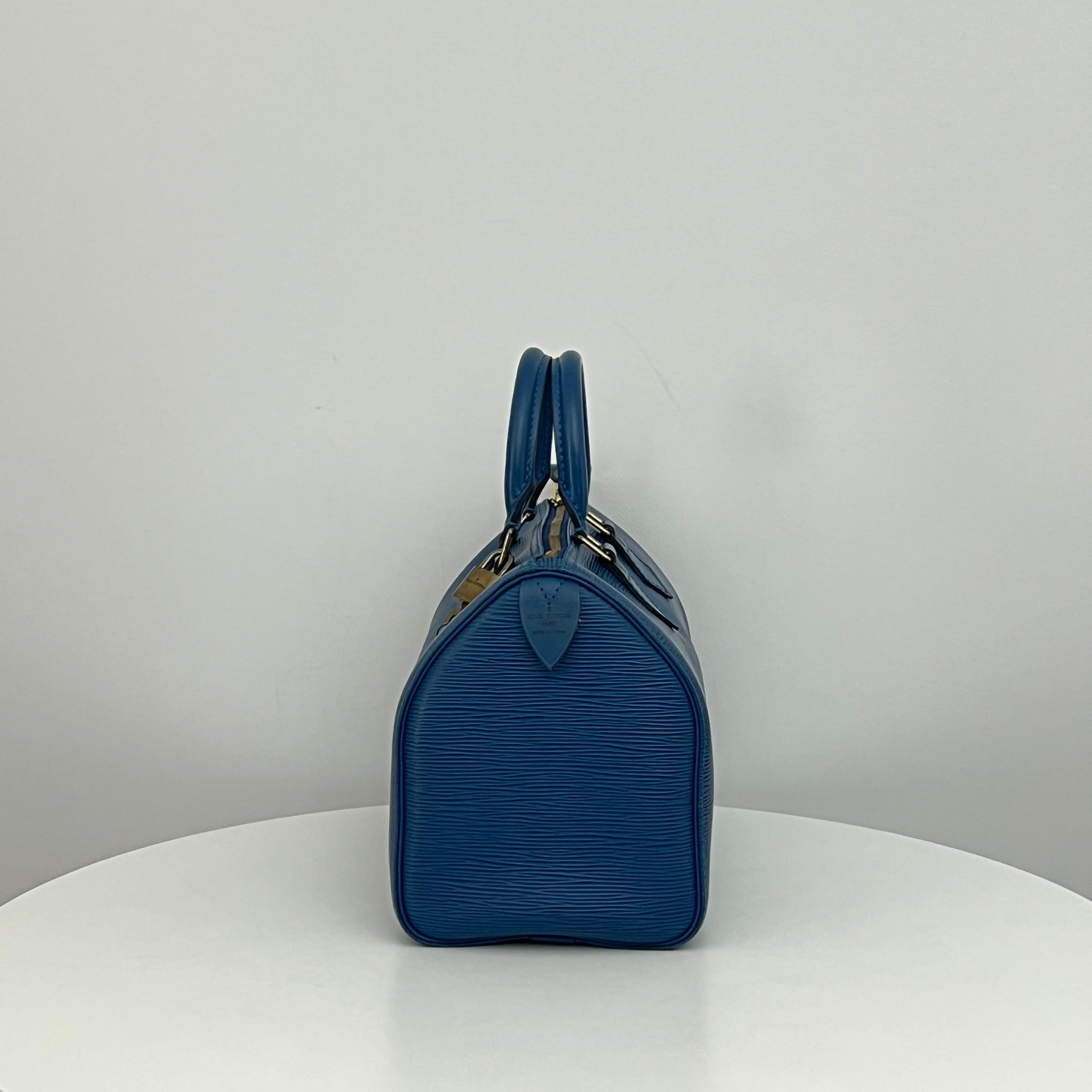 LOUIS VUITTON Speedy 25 blue Epi leather bag