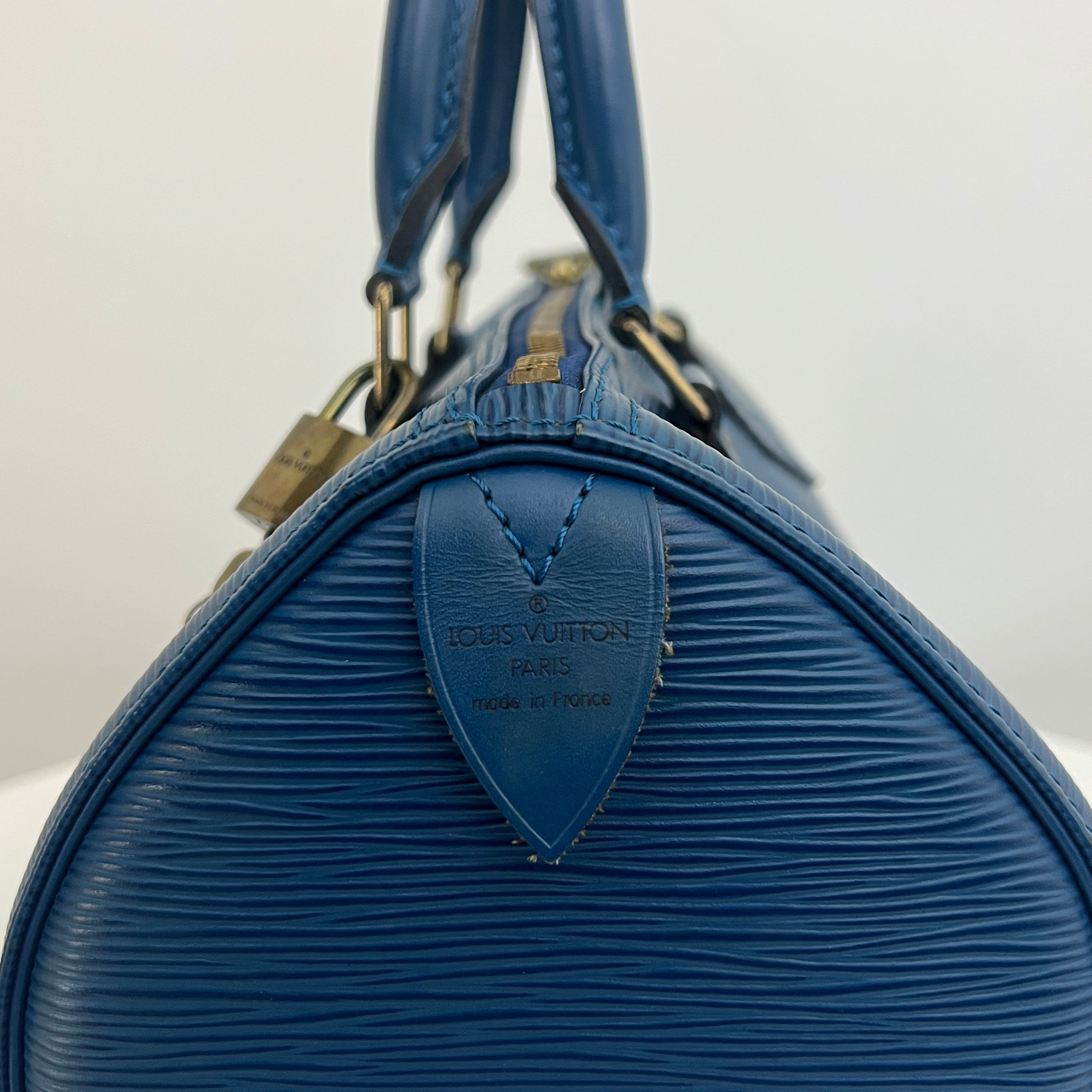 LOUIS VUITTON Speedy 25 blue Epi leather bag
