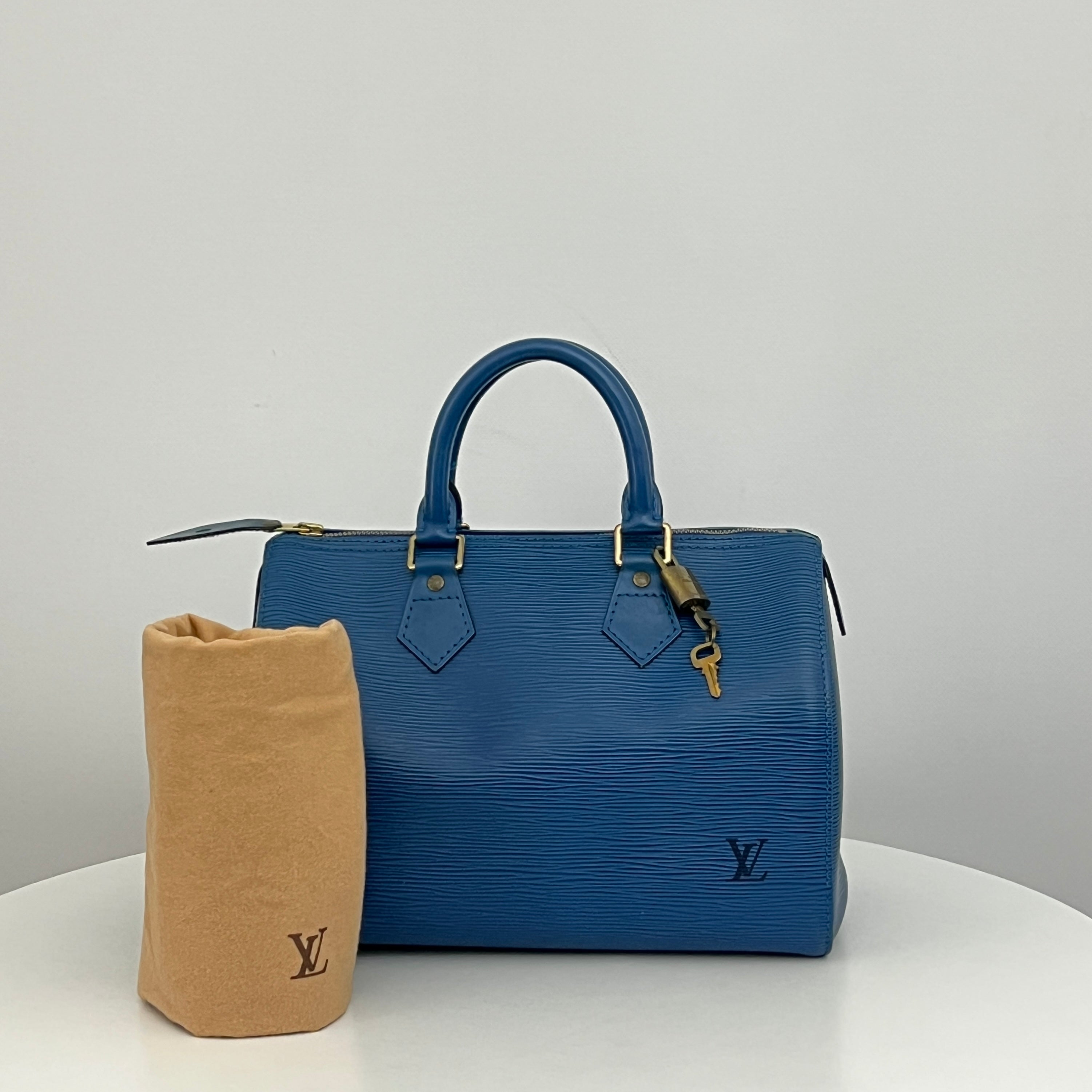 LOUIS VUITTON Speedy 25 blue Epi leather bag
