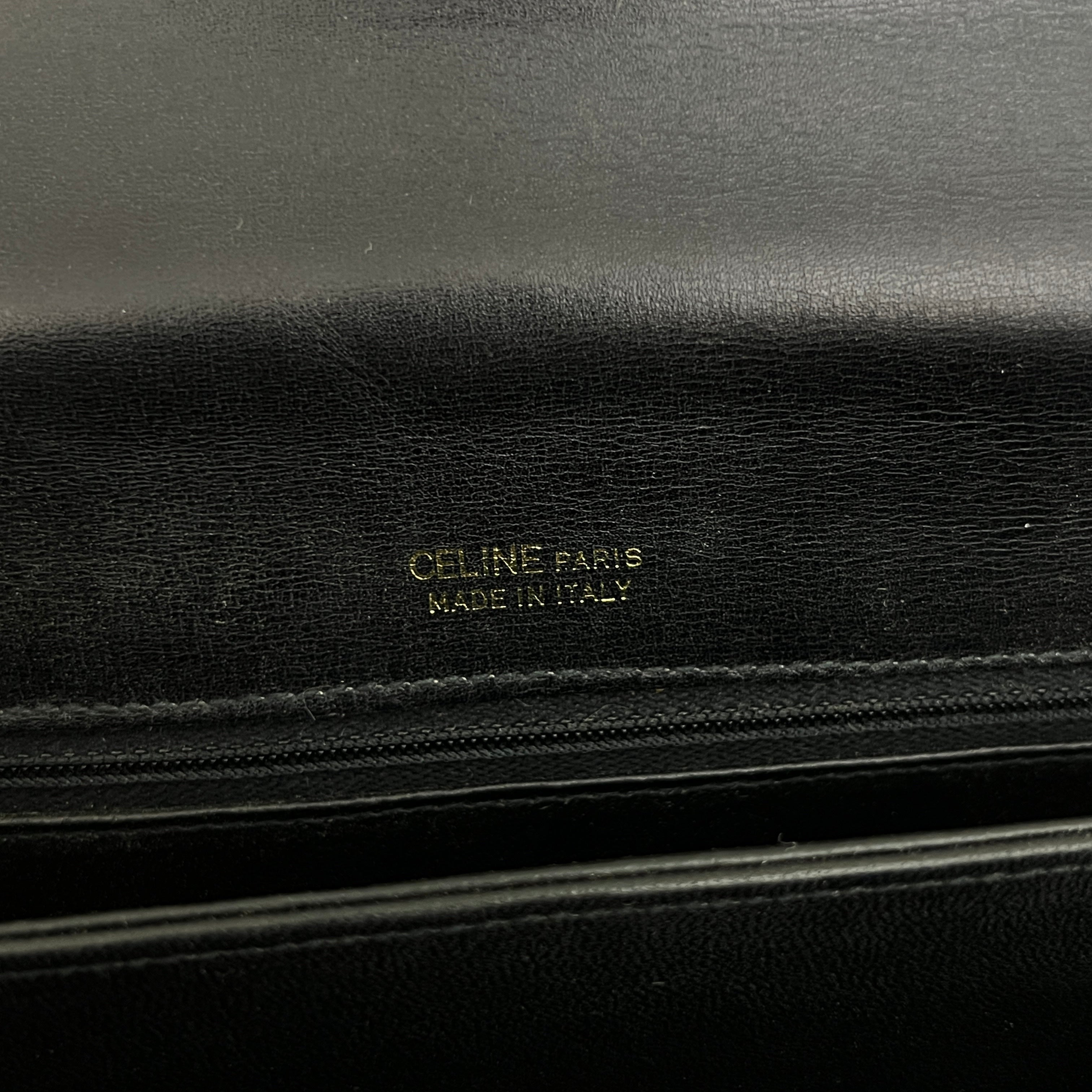 Sac à bandoulière CELINE Triomphe cuir lisse noir