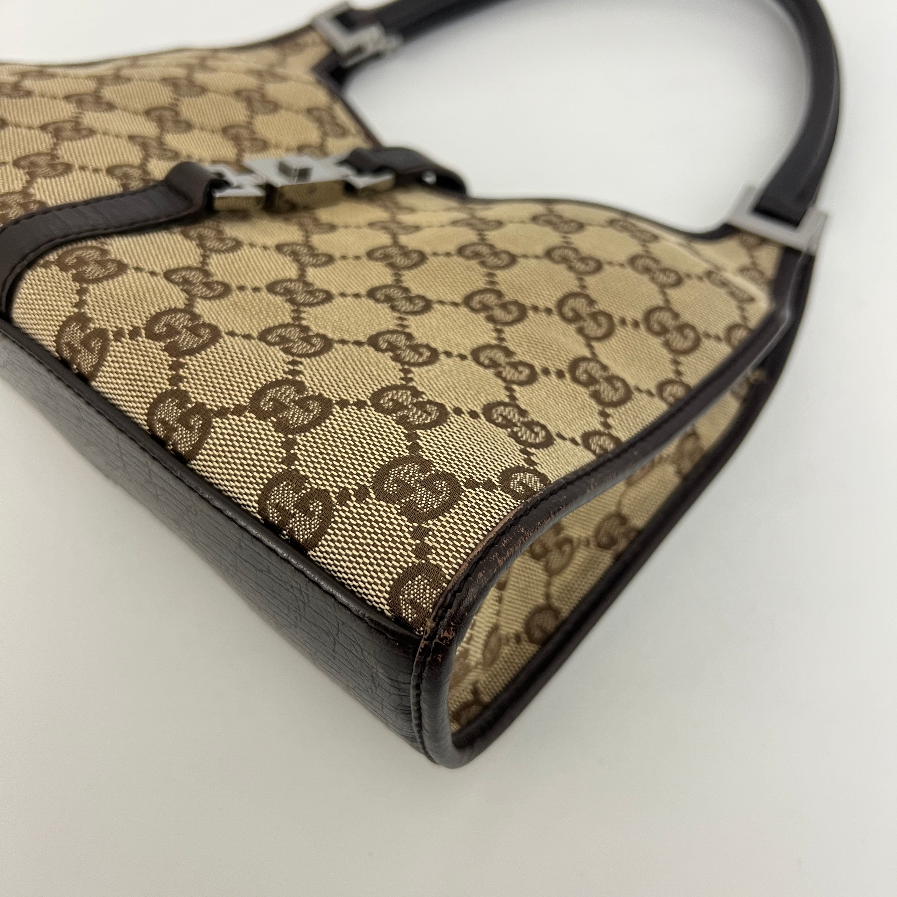 GUCCI Jackie Small brown canvas and leather bag