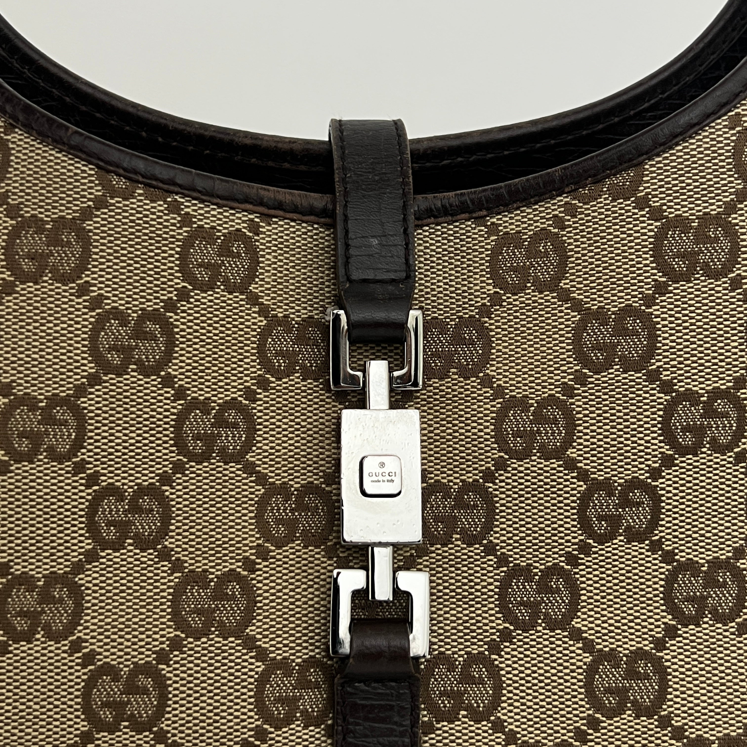 GUCCI Jackie Small brown canvas and leather bag