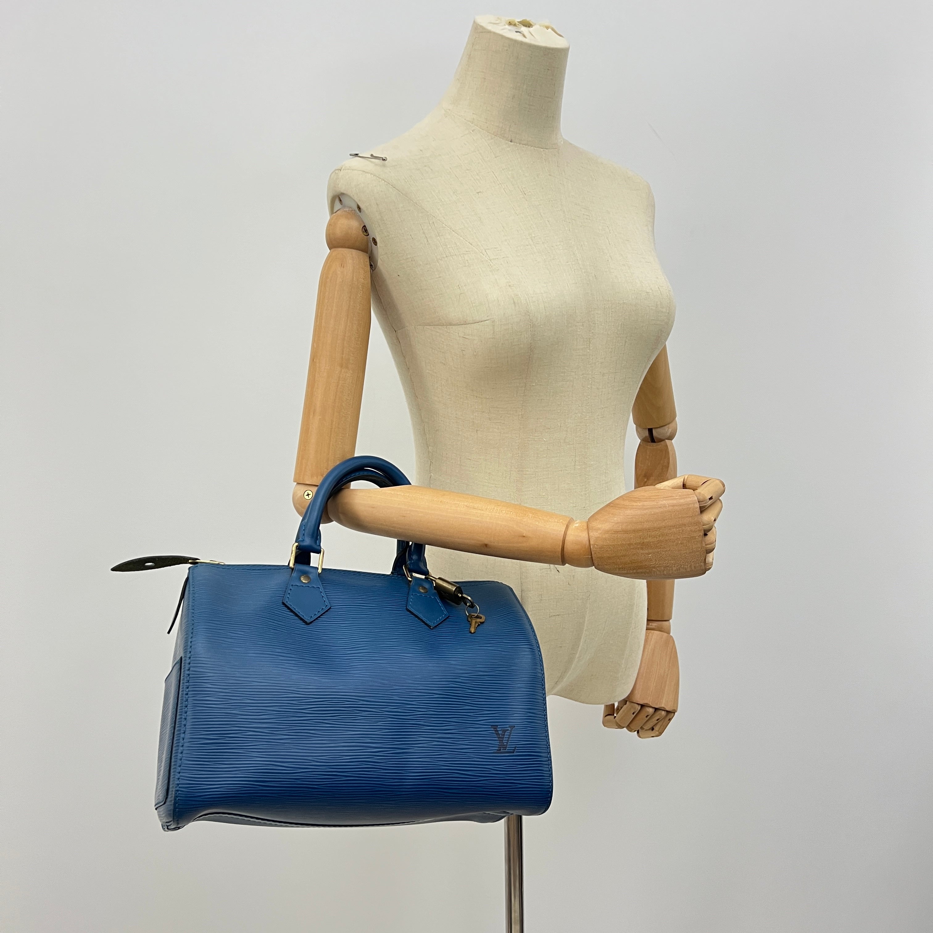 Sac LOUIS VUITTON Speedy 25 cuir épi bleu