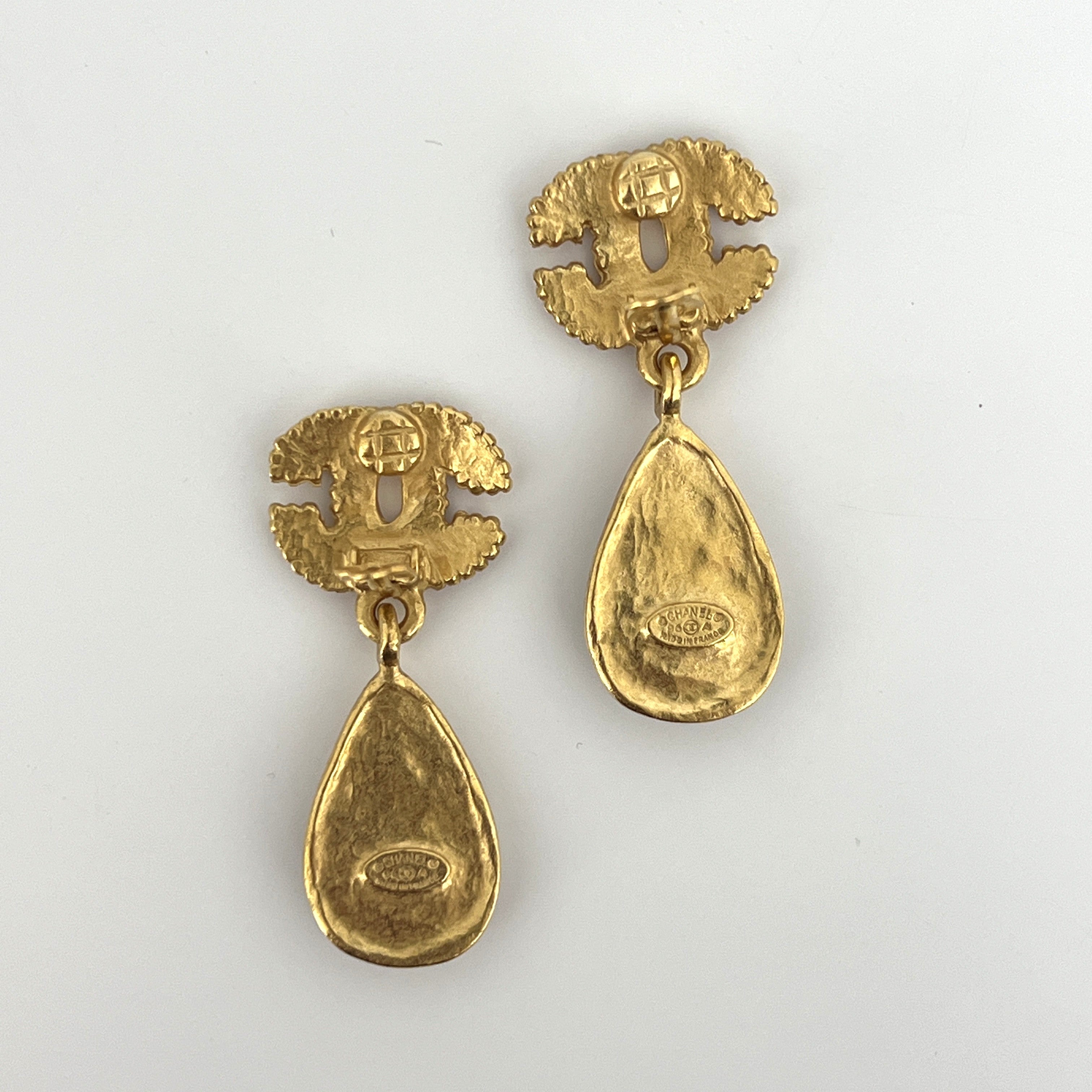 CHANEL Turquoise CC Clip-On Earrings