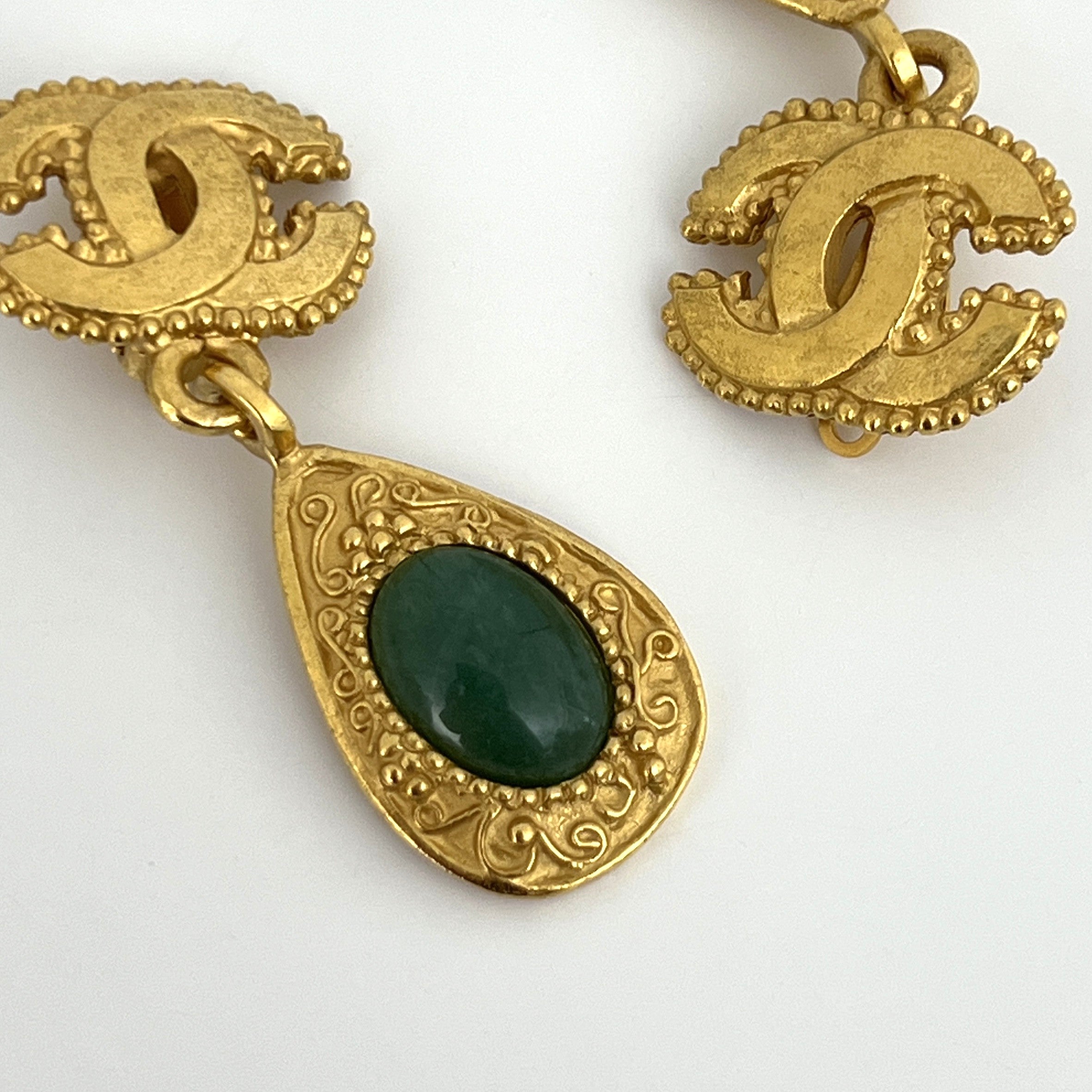 CHANEL Turquoise CC Clip-On Earrings