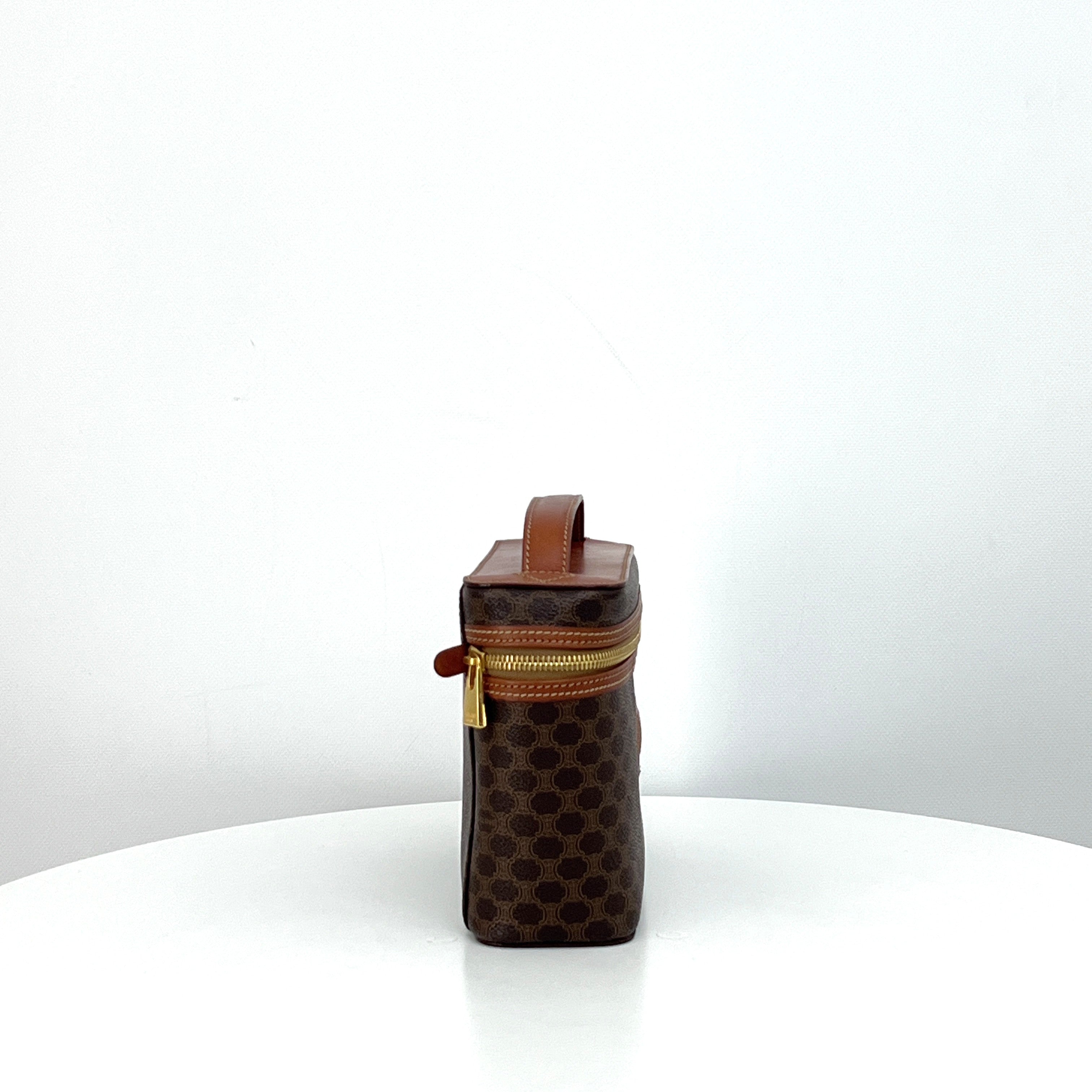 CELINE Vanity Bag in brown canvas and leather