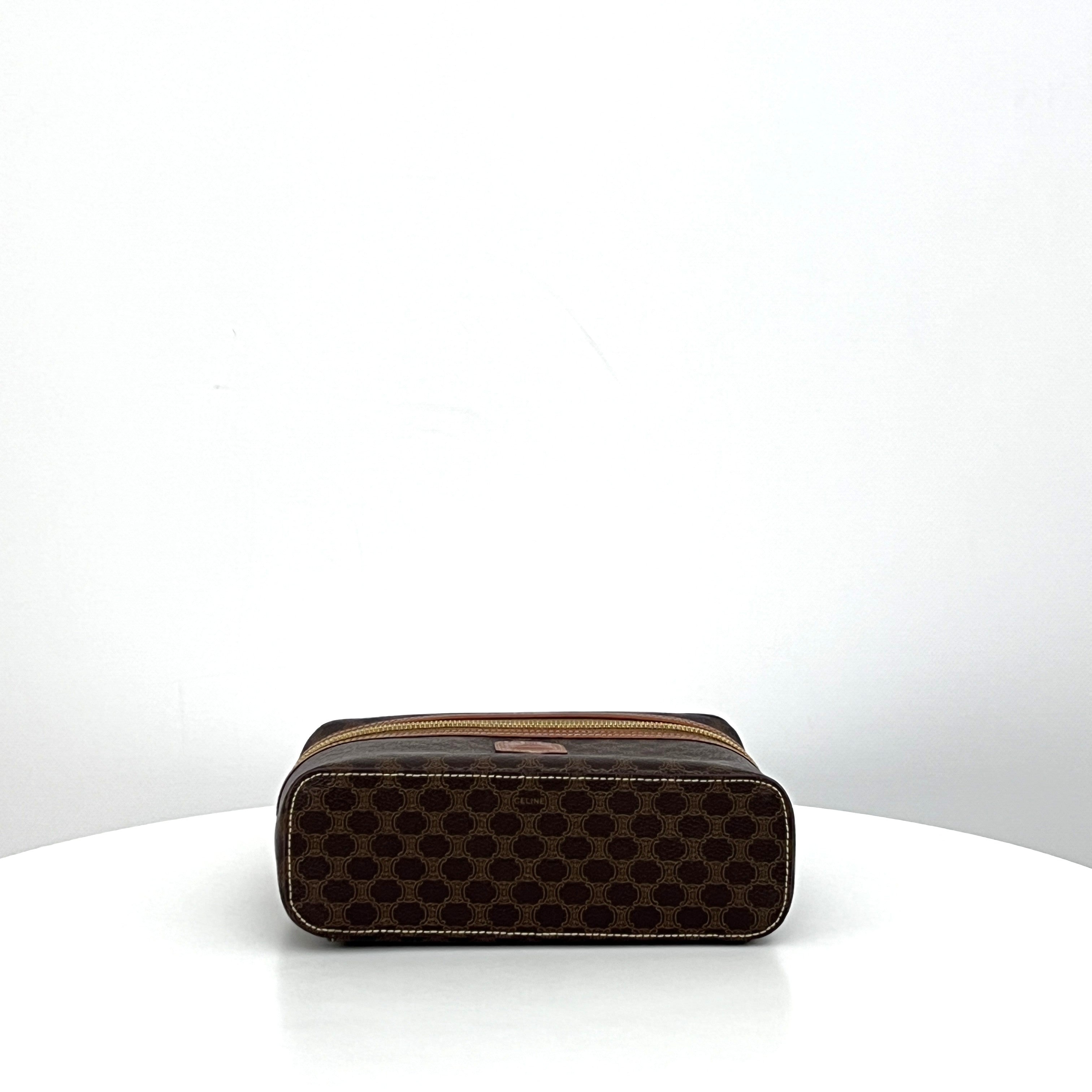 CELINE Vanity Bag in brown canvas and leather