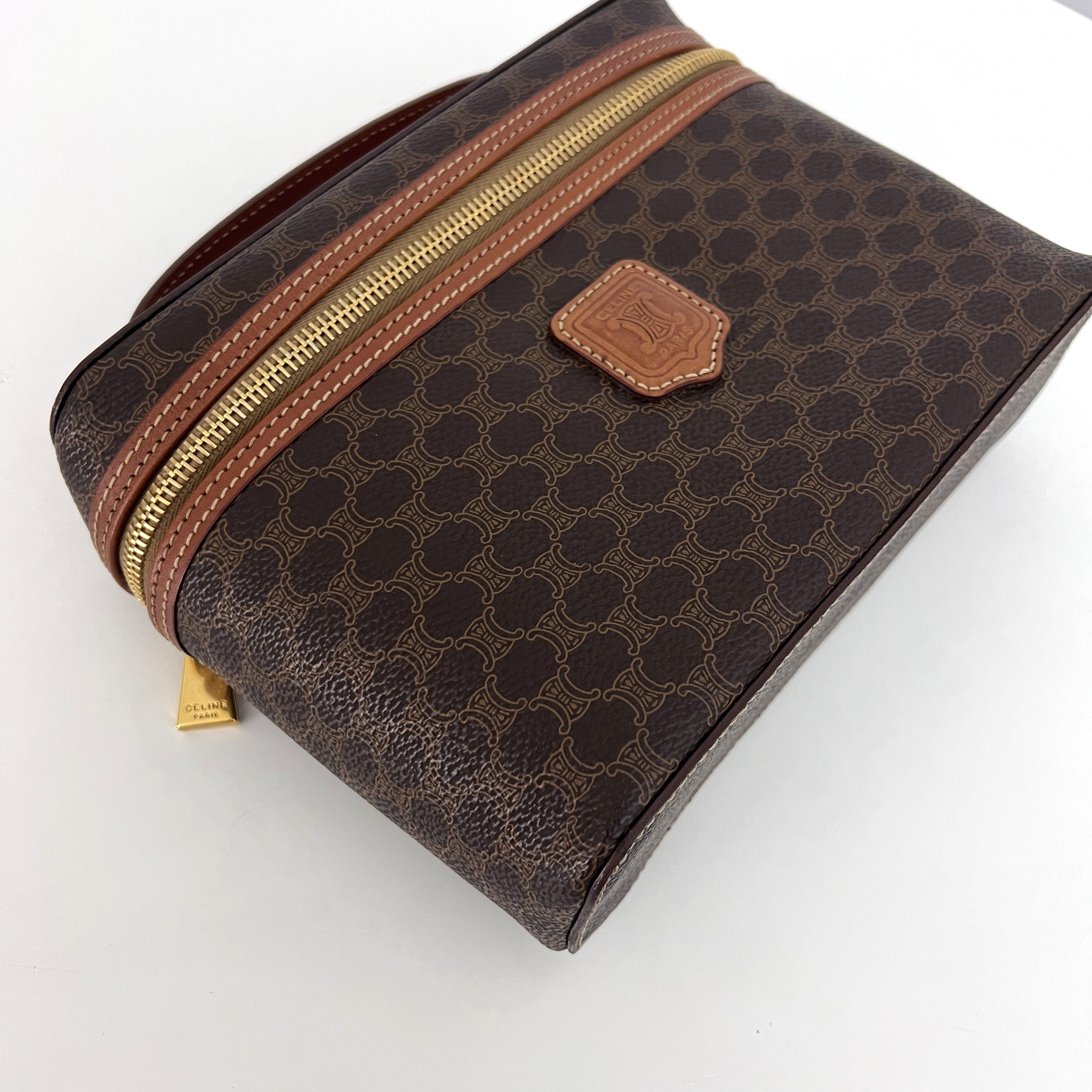 CELINE Vanity Bag in brown canvas and leather