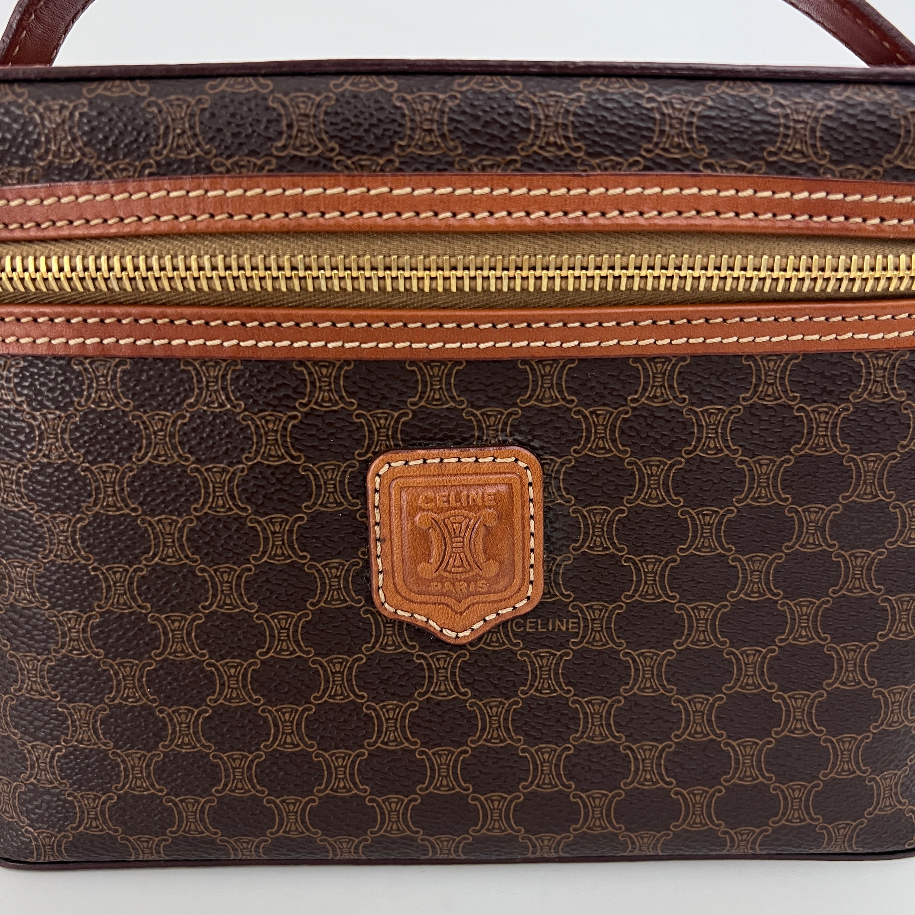 CELINE Vanity Bag in brown canvas and leather