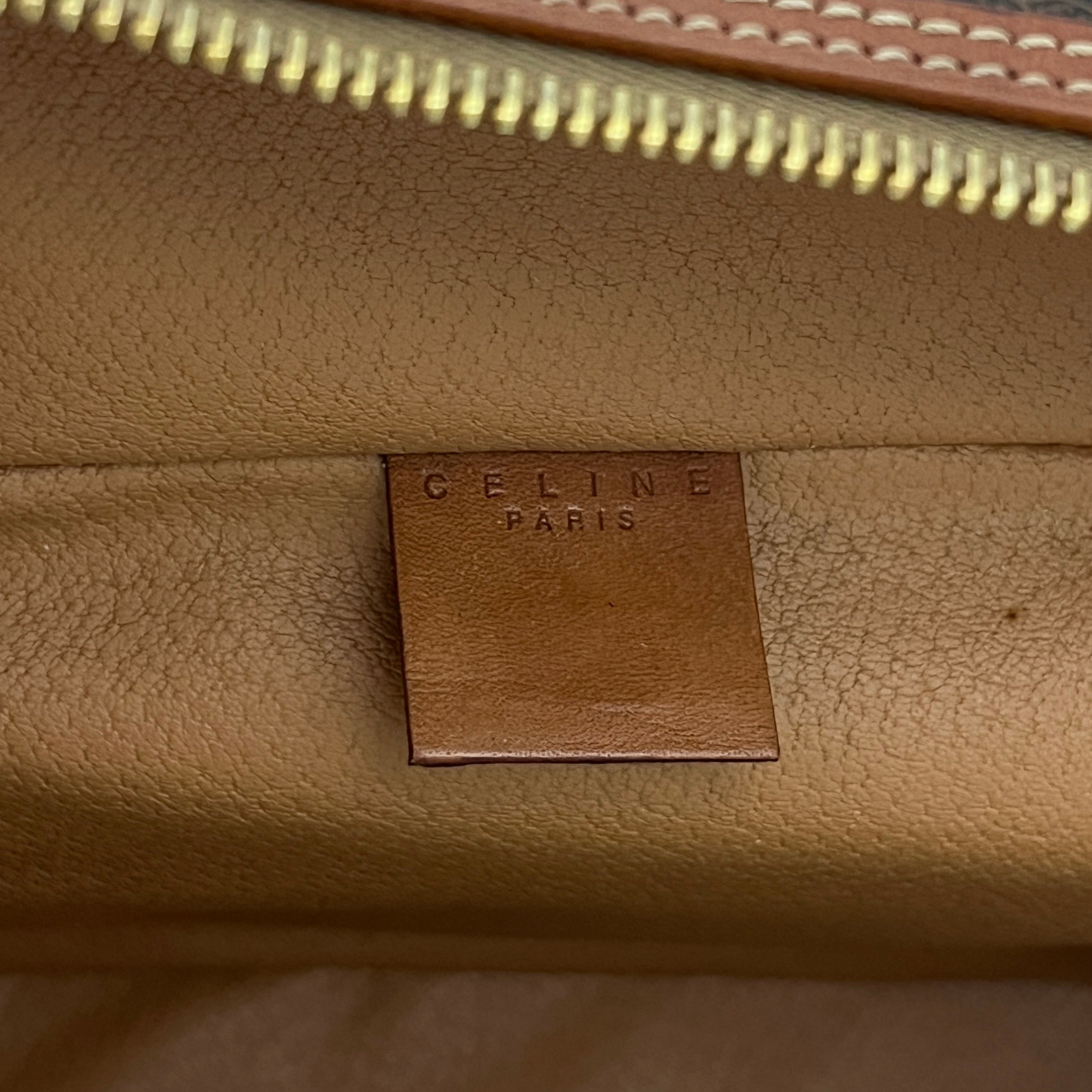 CELINE Vanity Bag in brown canvas and leather