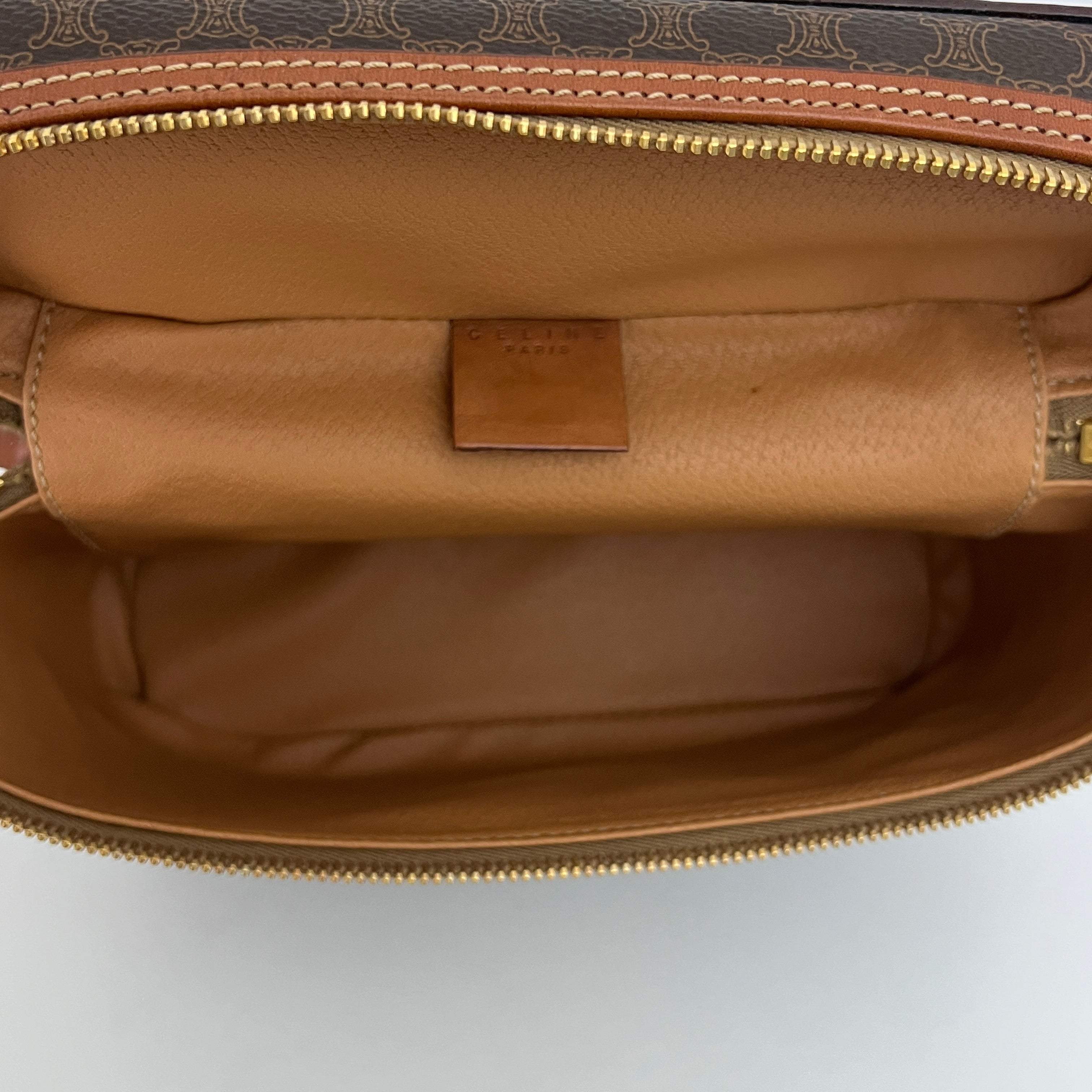 CELINE Vanity Bag in brown canvas and leather