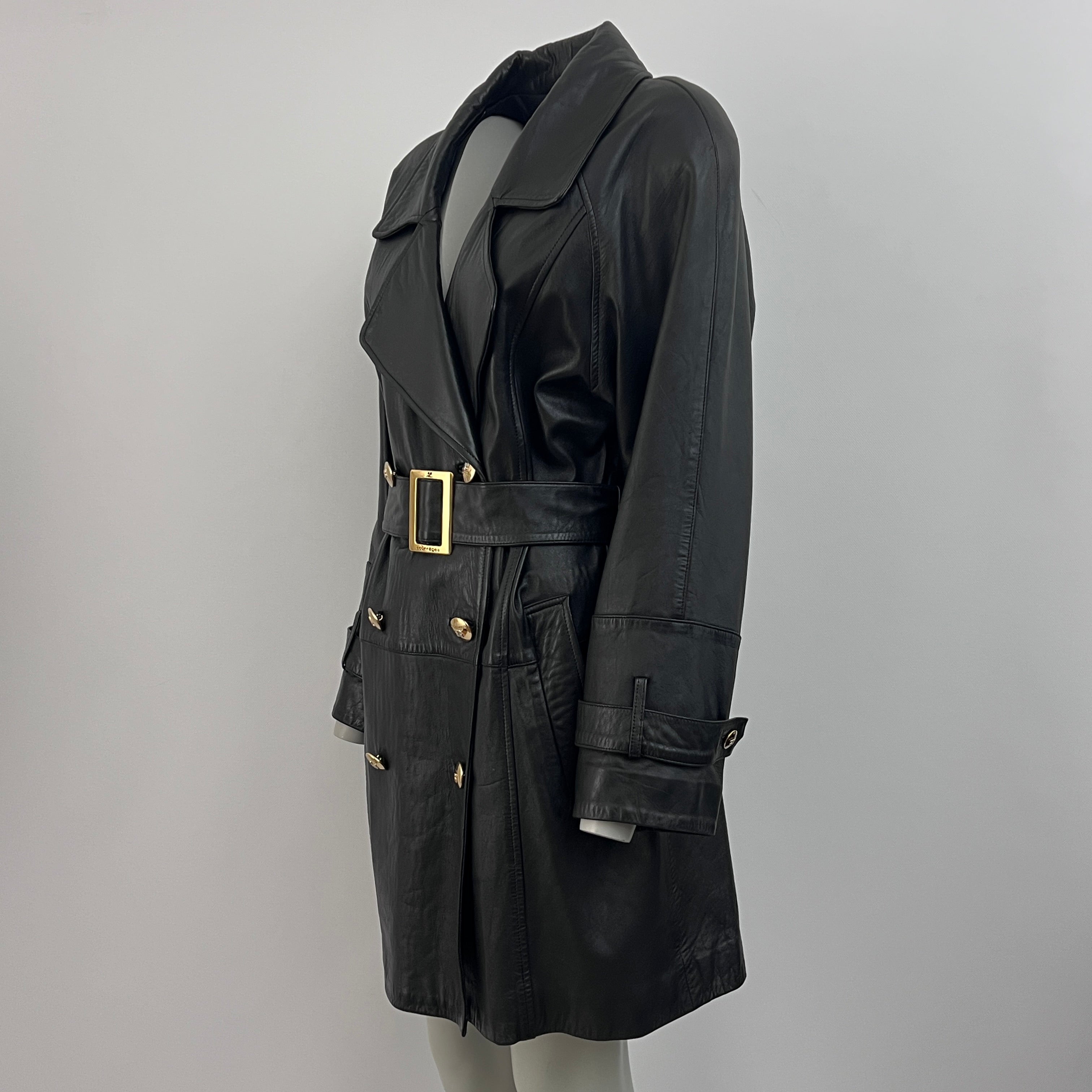 Trench coat COURRÈGES M black leather