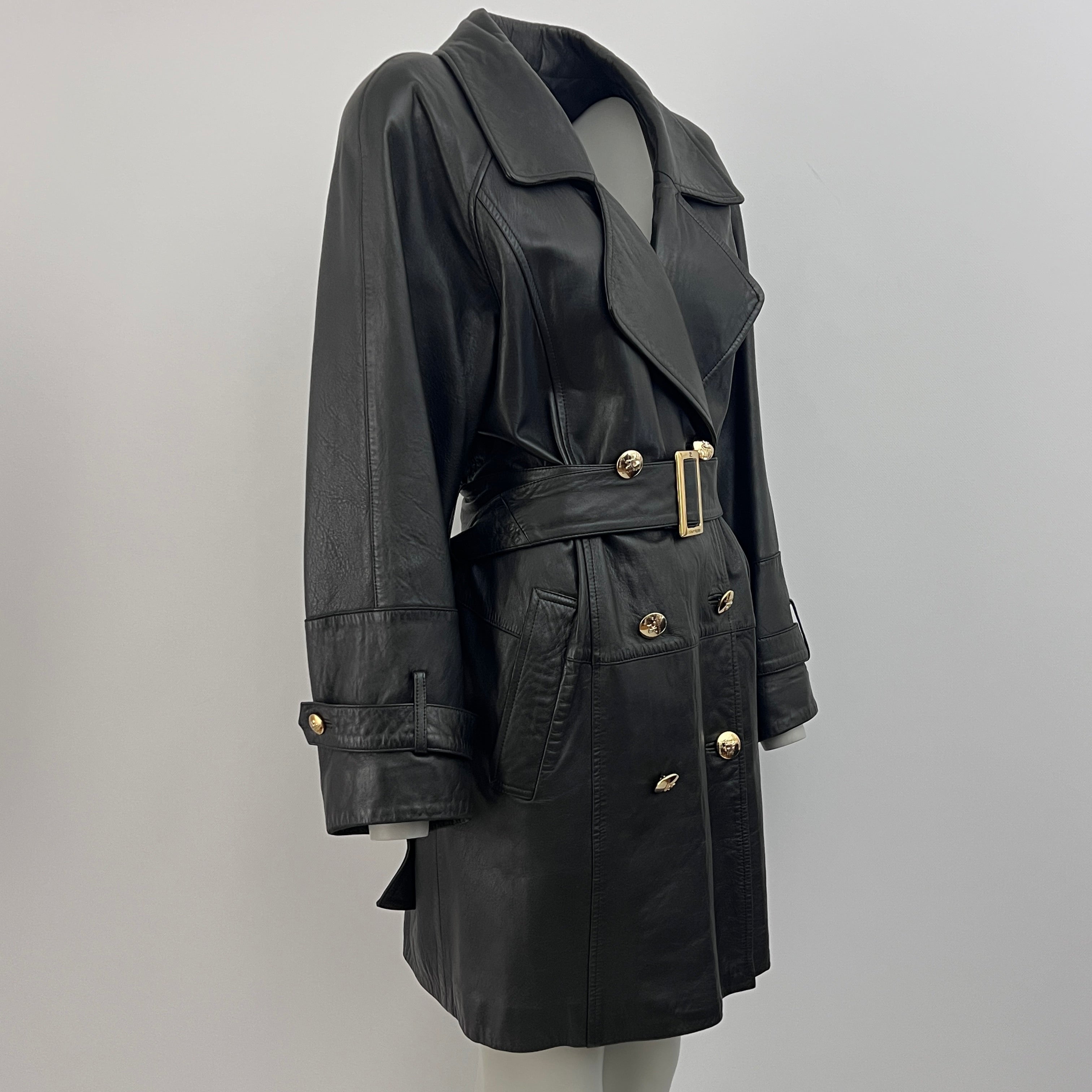 Trench coat COURRÈGES M black leather