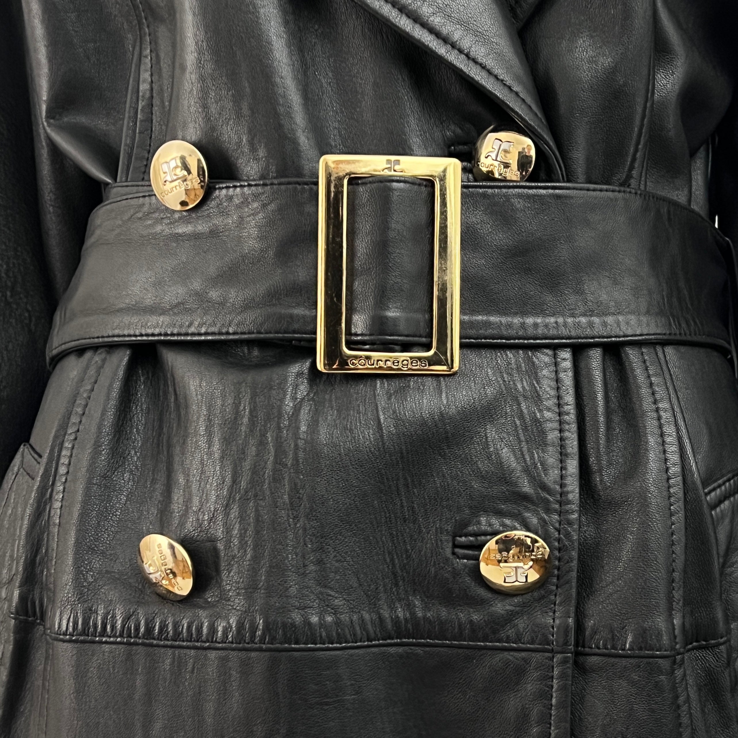 Trench coat COURRÈGES M black leather