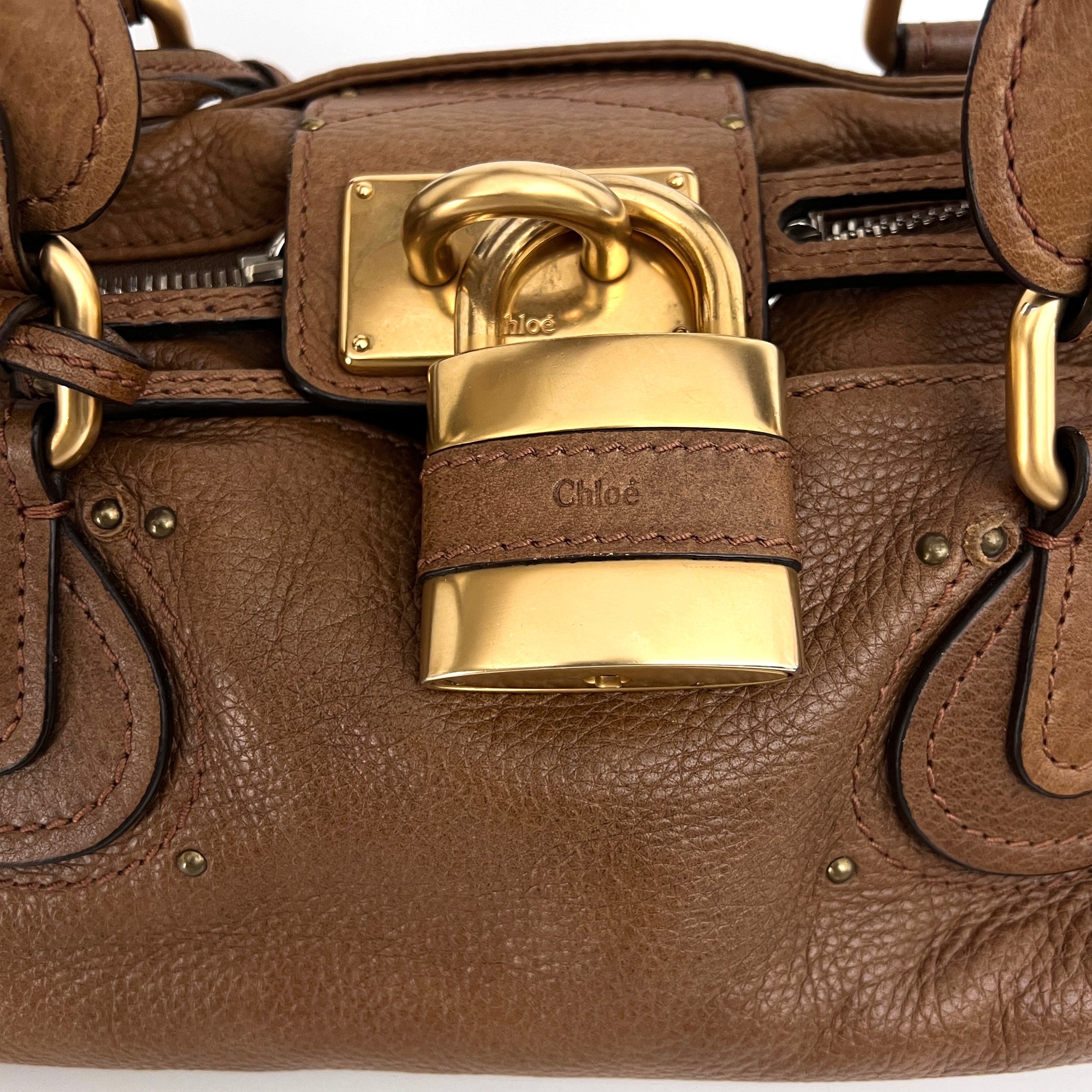 Sac CHLOÉ Paddington cuir grainé marron
