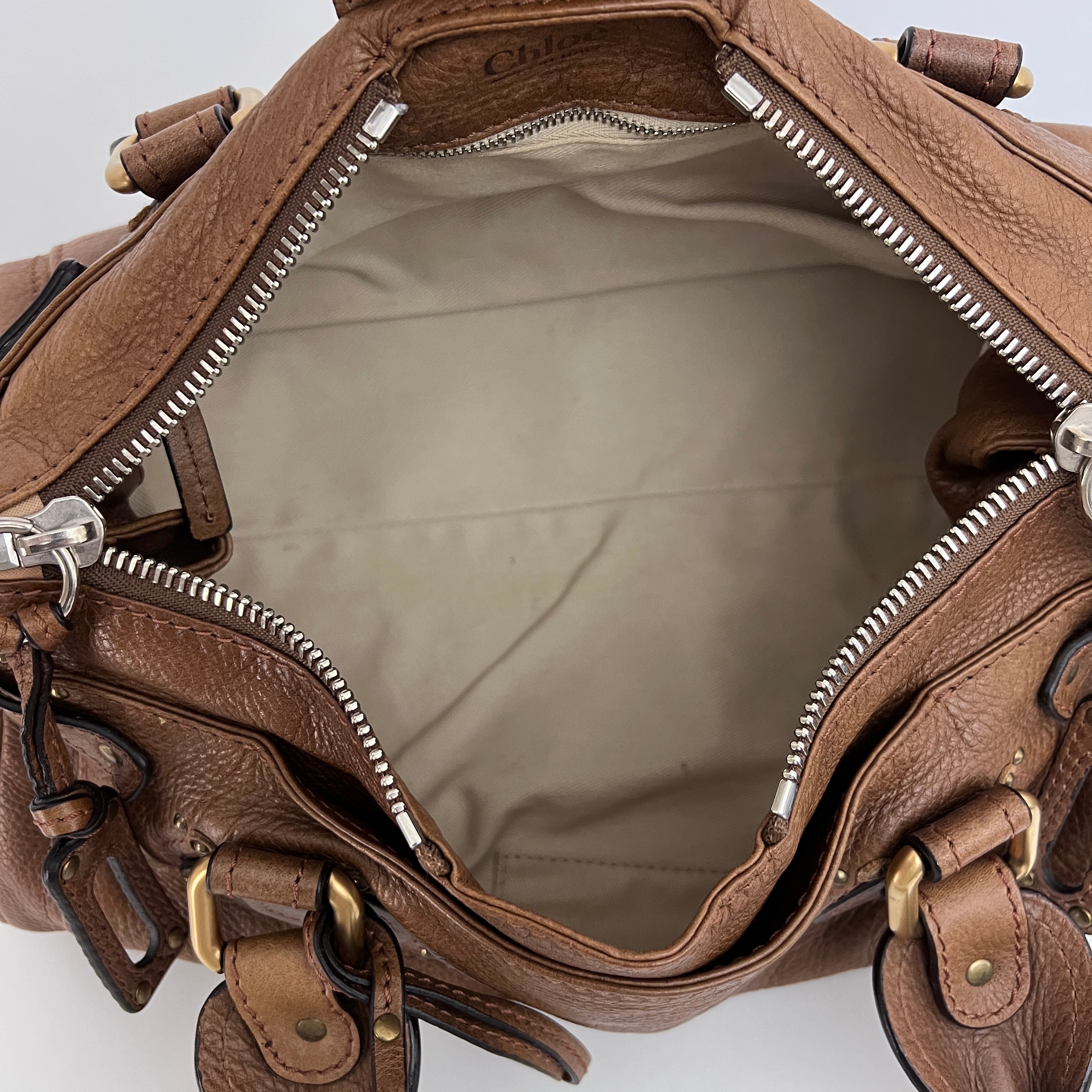 Sac CHLOÉ Paddington cuir grainé marron