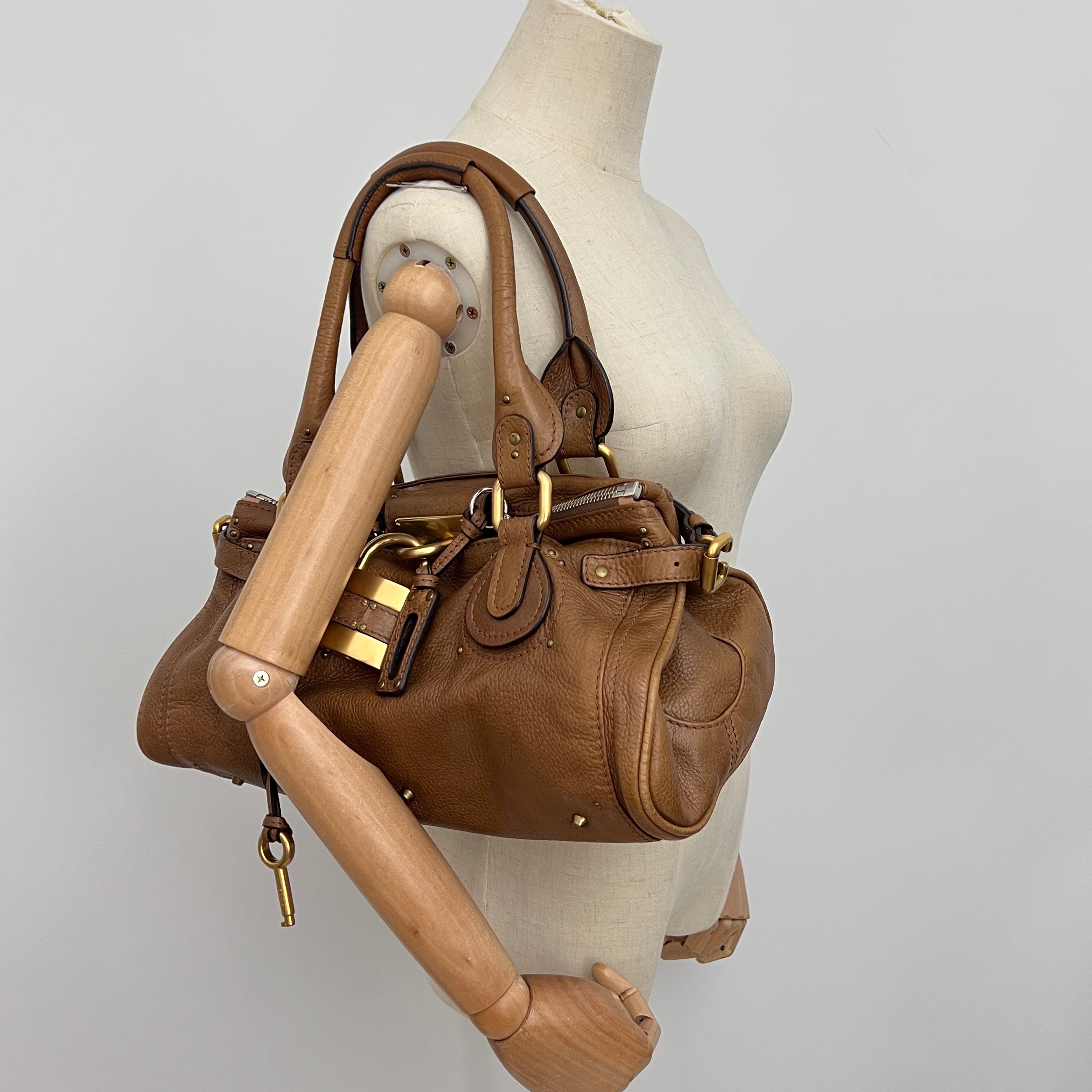 Sac CHLOÉ Paddington cuir grainé marron