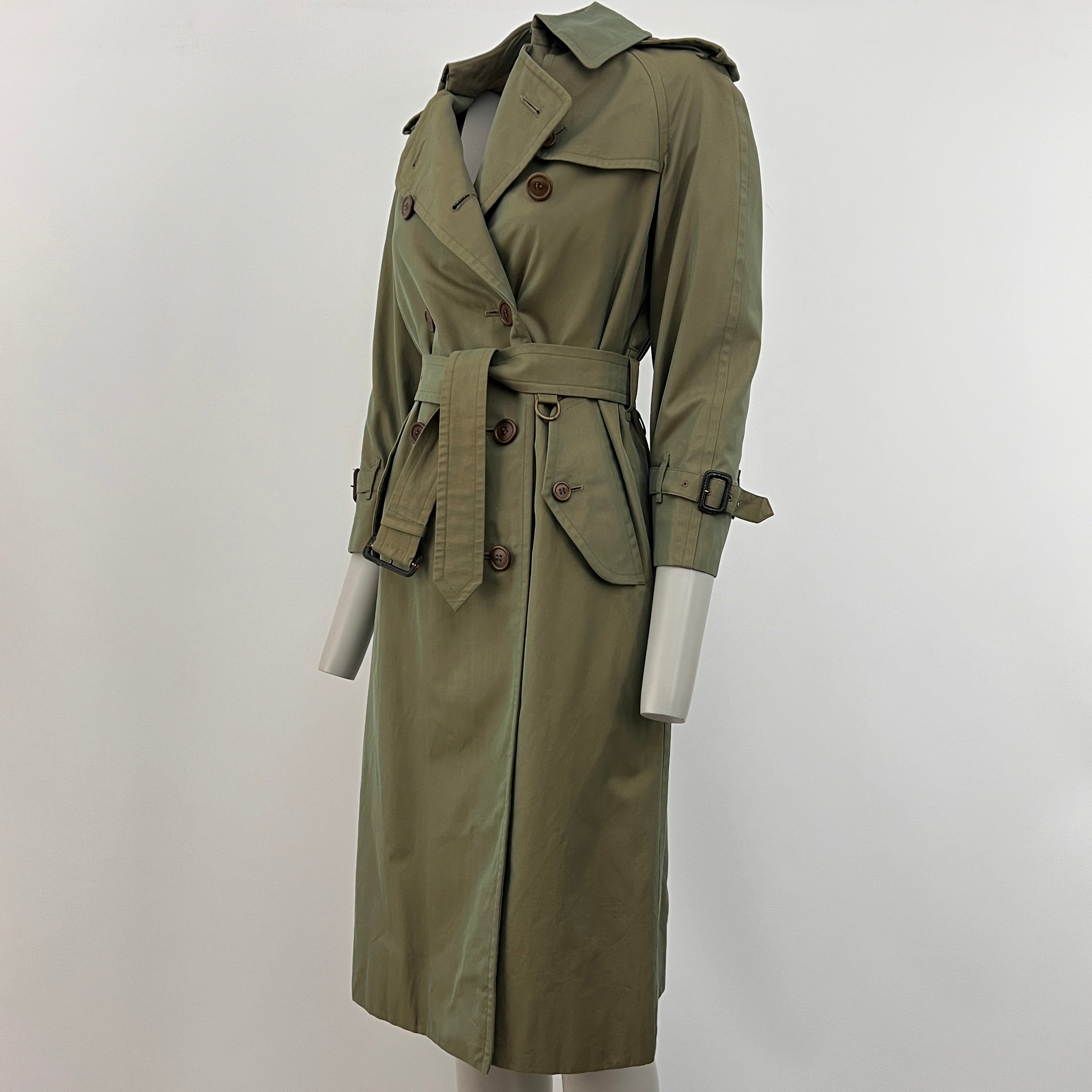 Trench BURBERRY XXS coton vert irrisé Chelsea Circa 1990