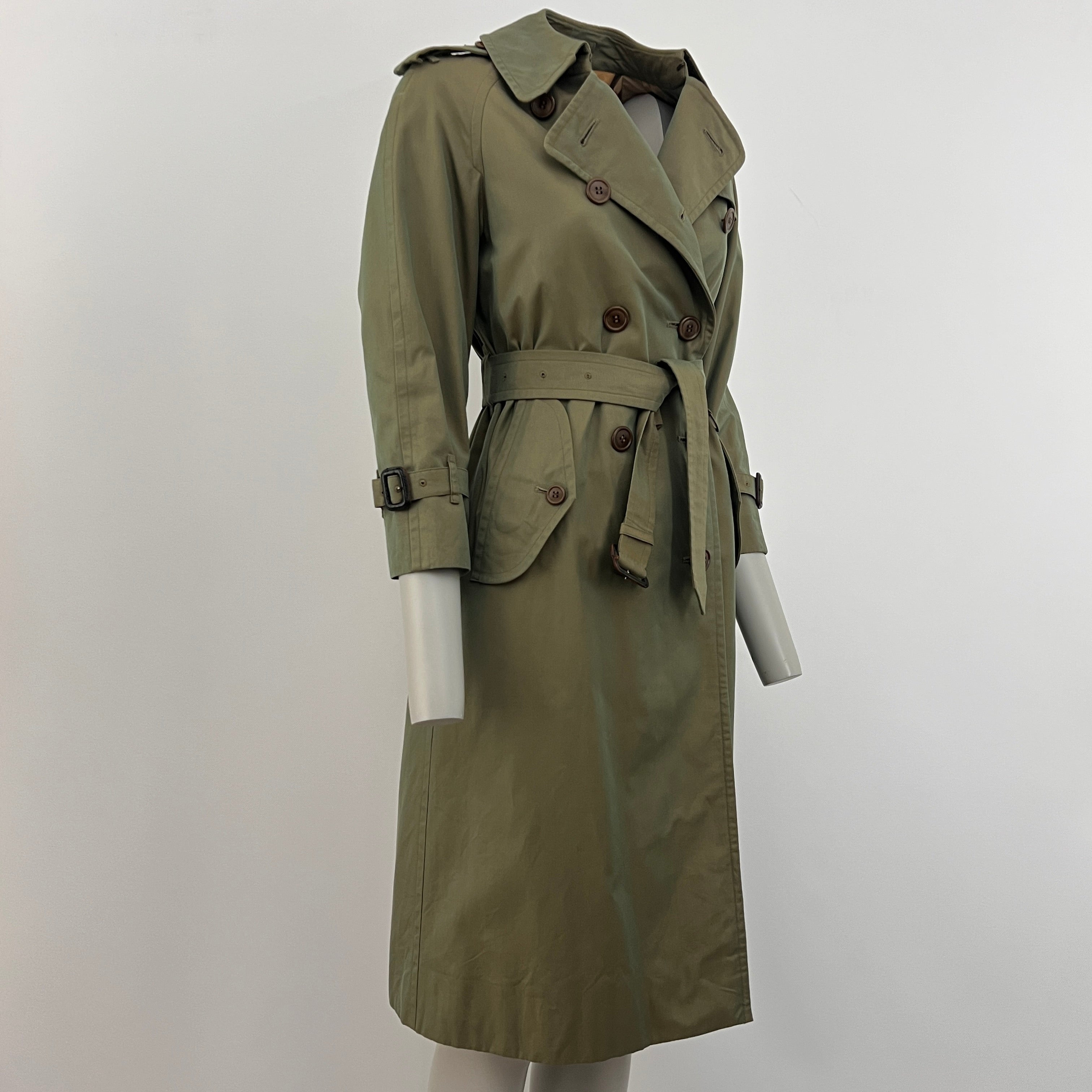 Trench BURBERRY XXS coton vert irrisé Chelsea Circa 1990