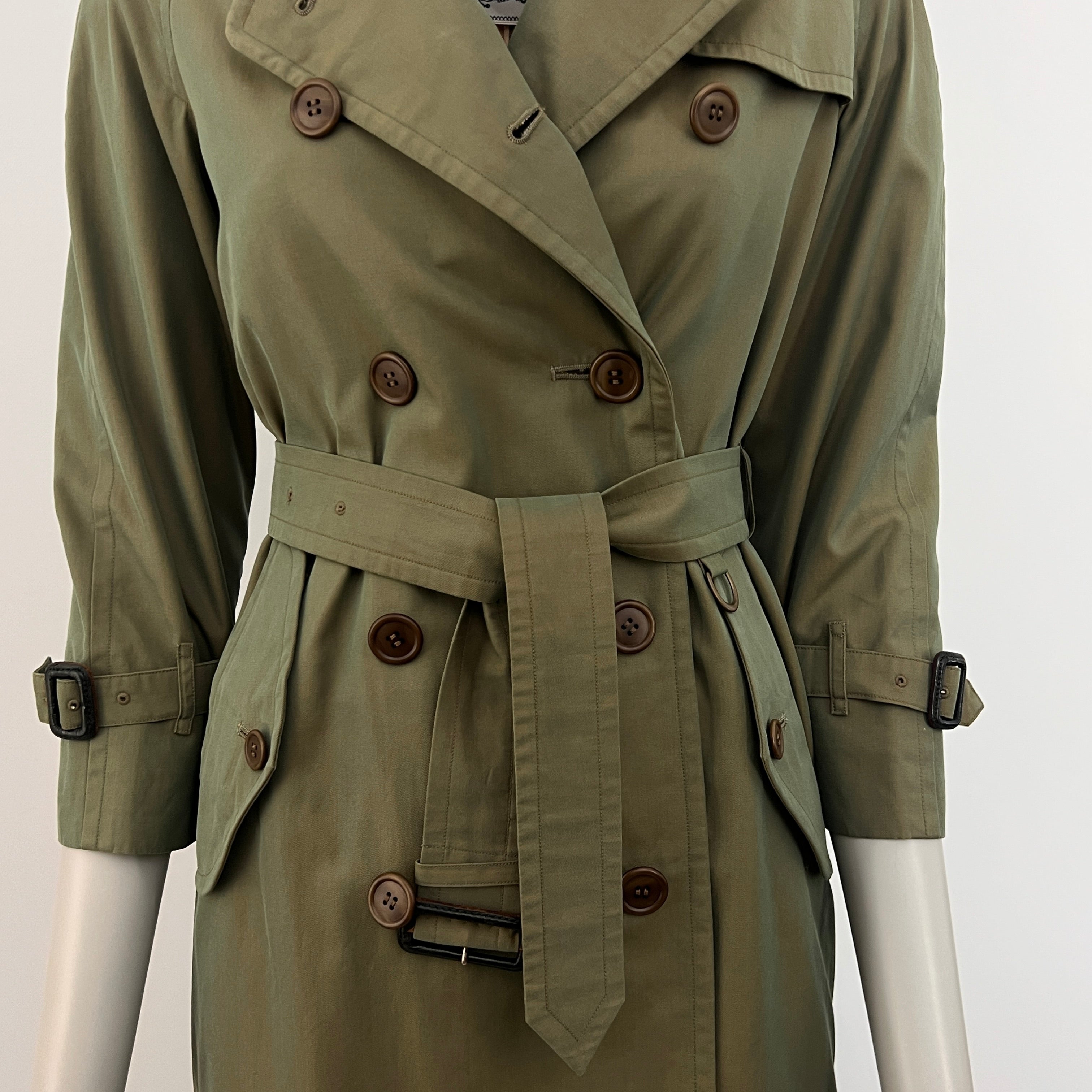 Trench BURBERRY XXS coton vert irrisé Chelsea Circa 1990