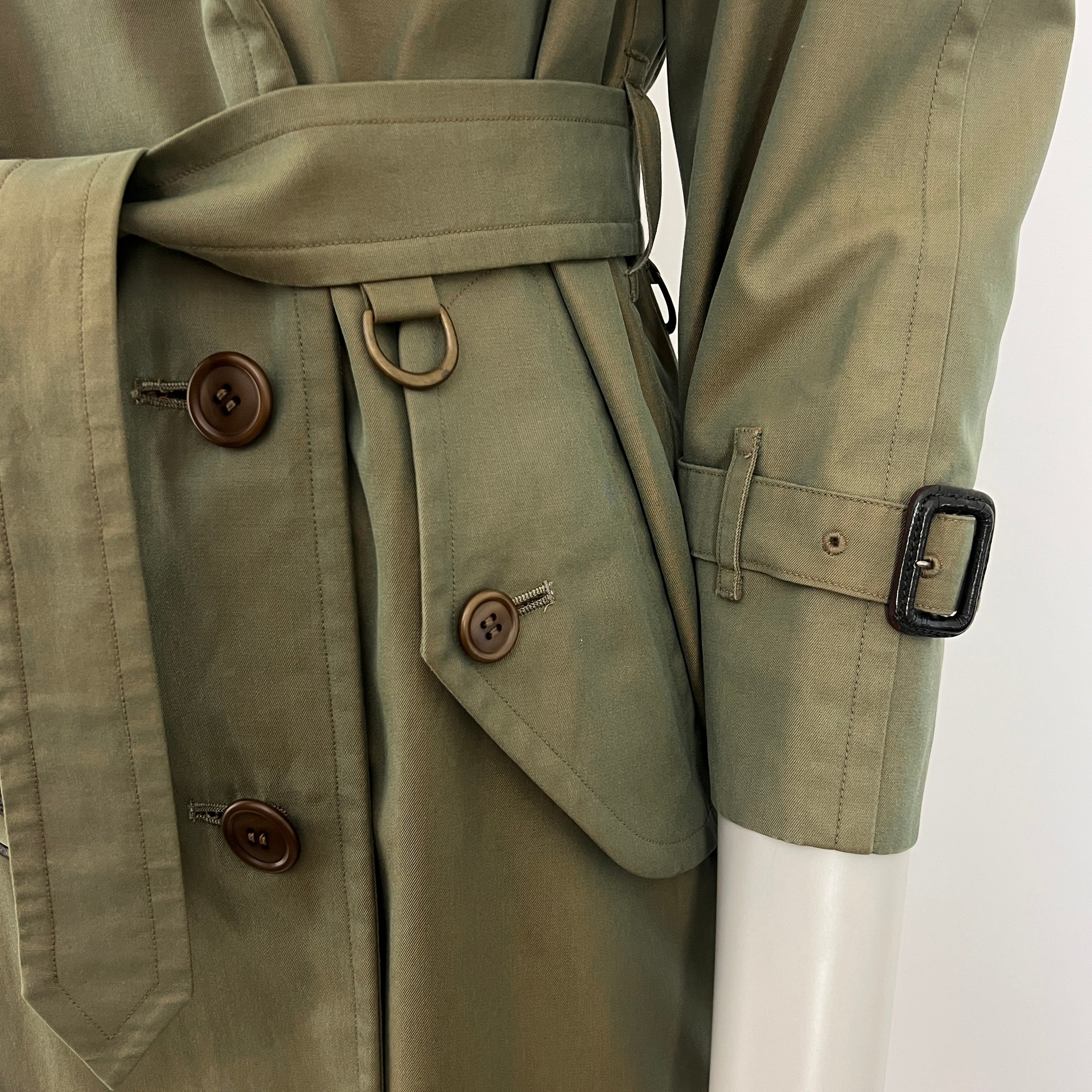 Trench BURBERRY XXS coton vert irrisé Chelsea Circa 1990
