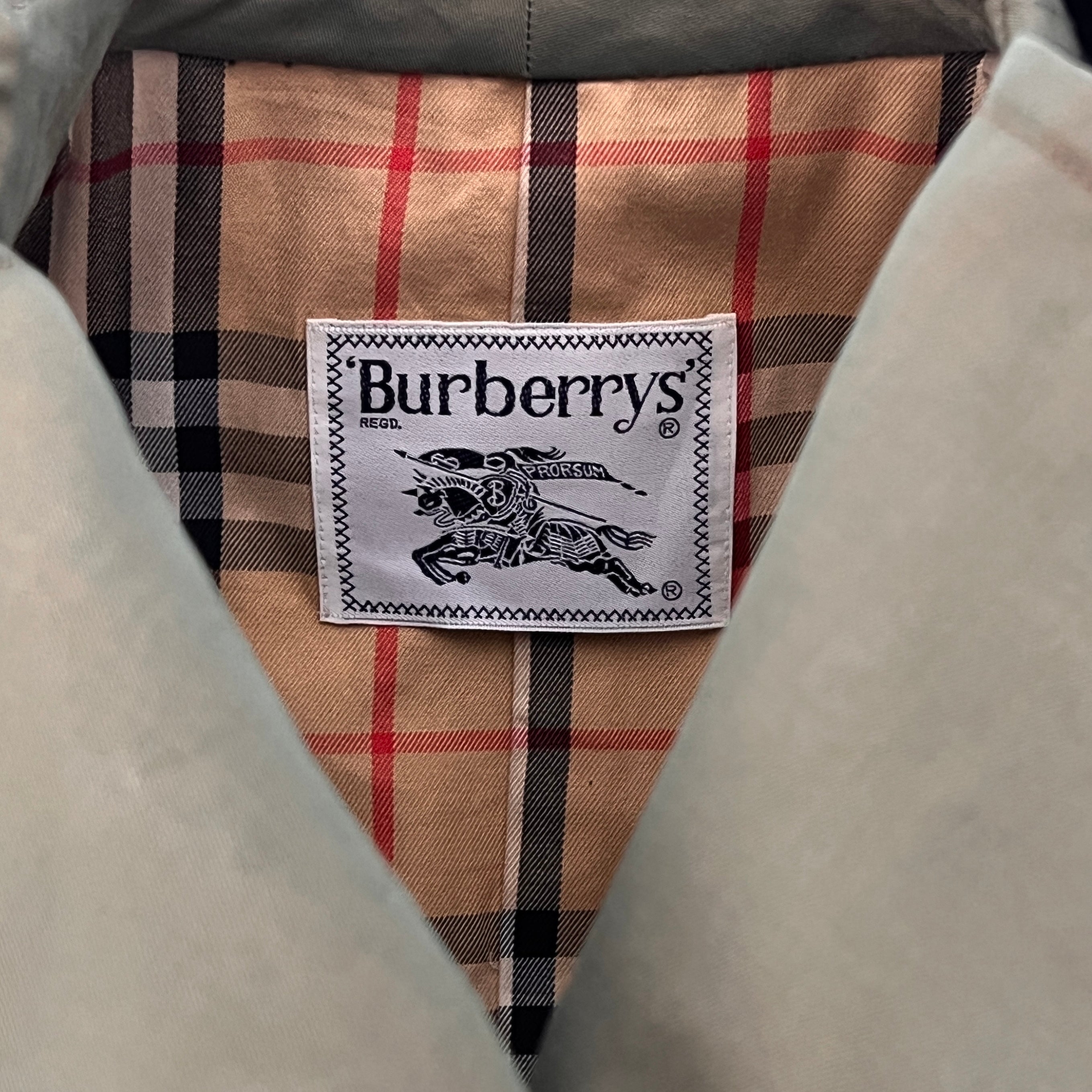 Trench BURBERRY XXS coton vert irrisé Chelsea Circa 1990