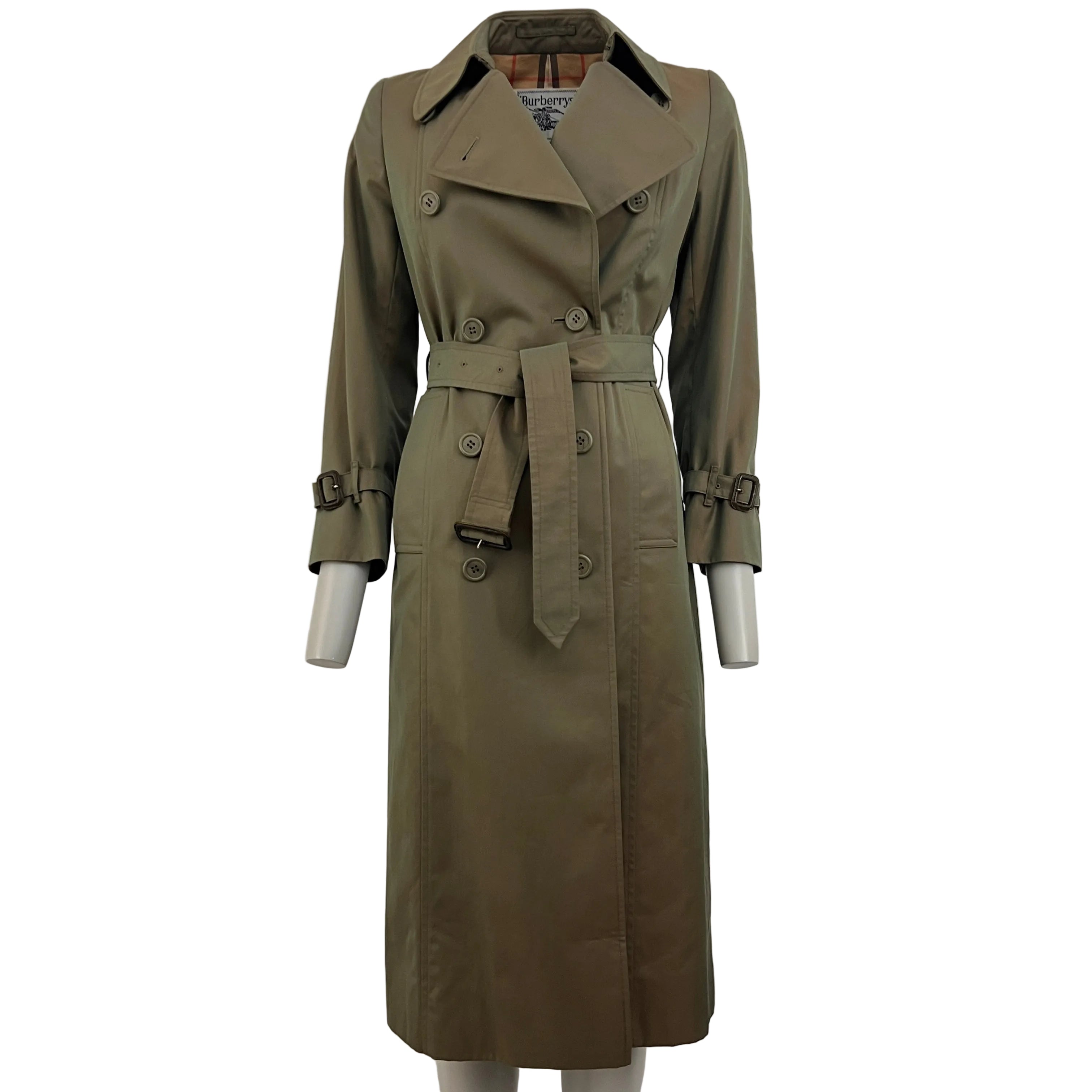 Trench BURBERRY XS coton vert irrisé Circa 1990