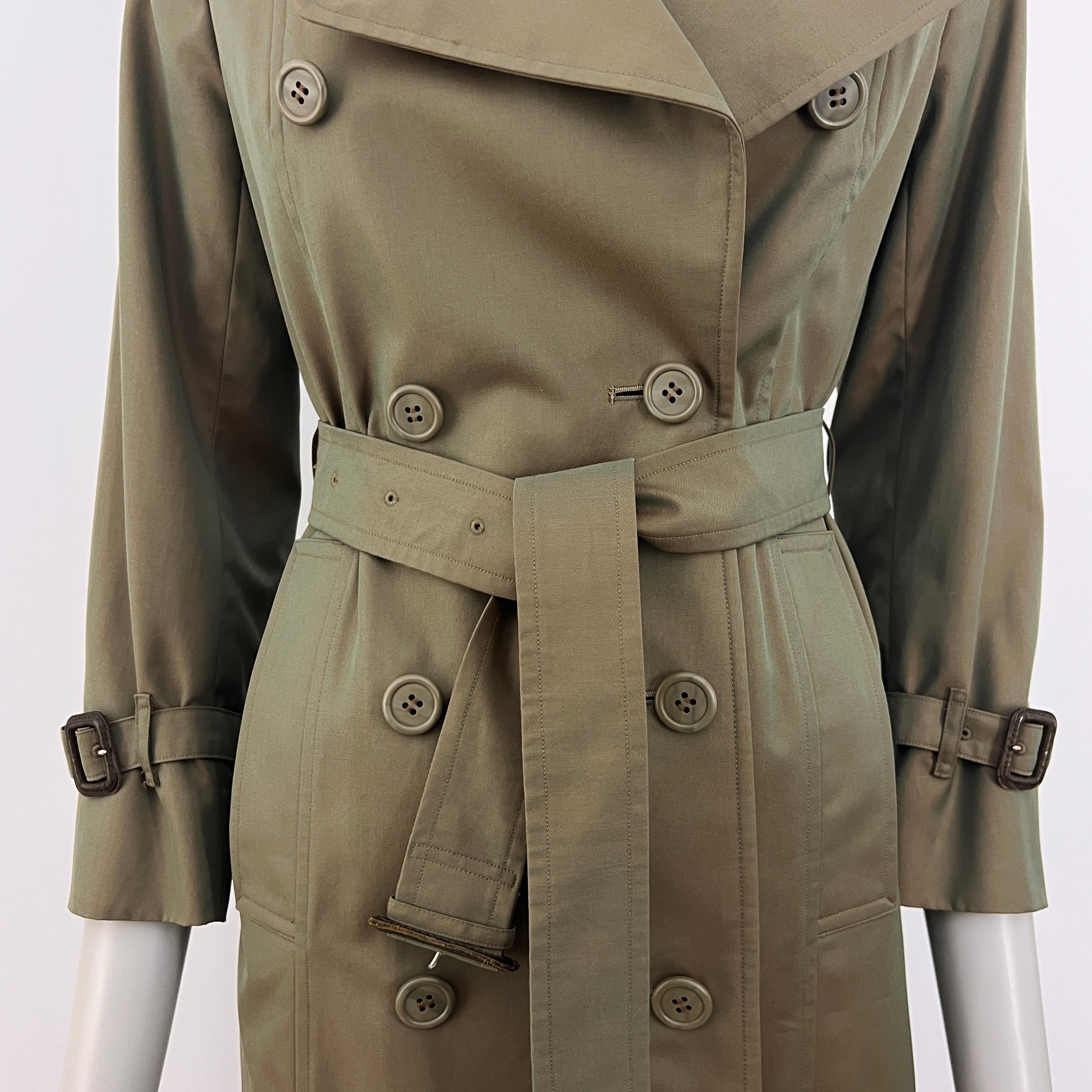 Trench BURBERRY XS coton vert irrisé Circa 1990