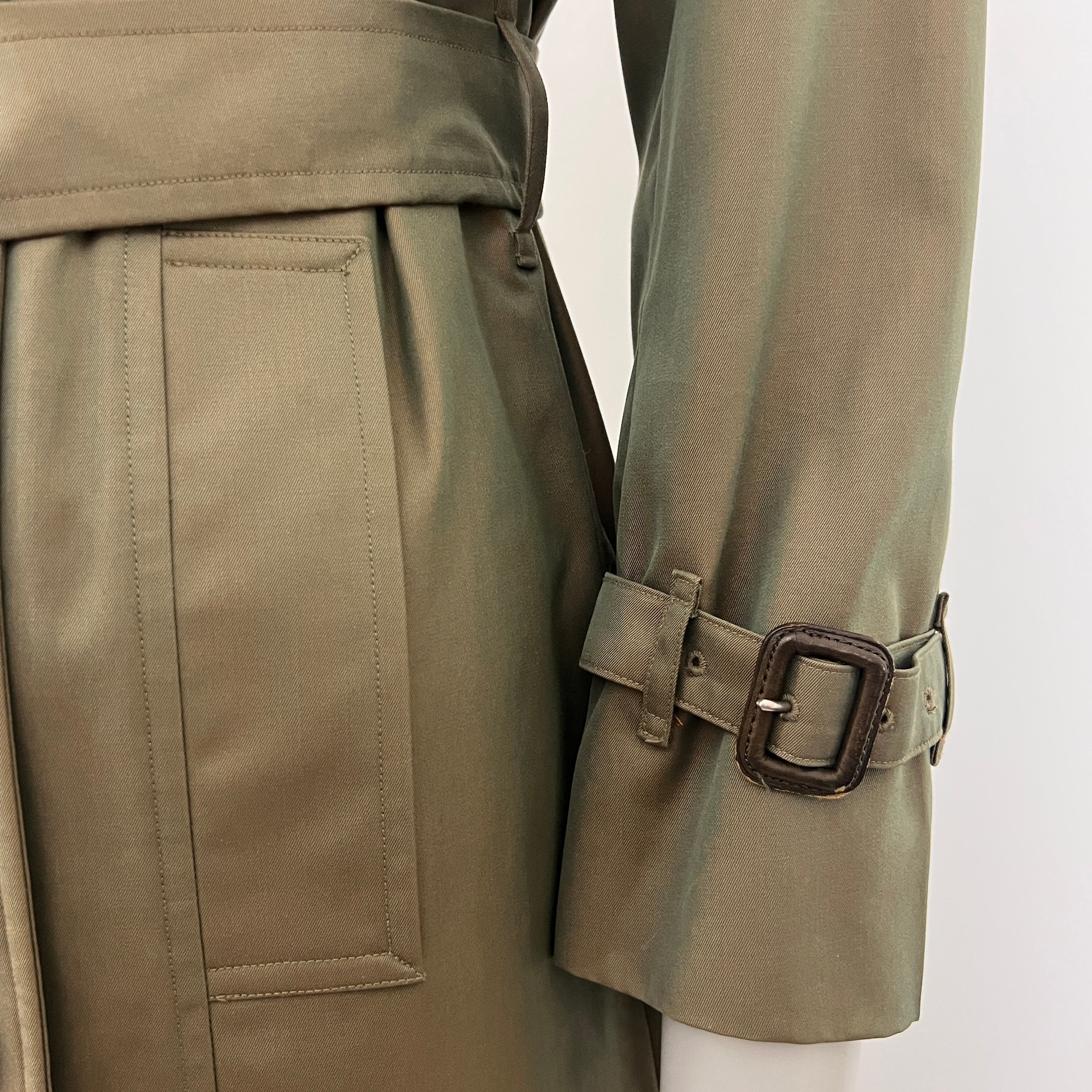 Trench BURBERRY XS coton vert irrisé Circa 1990