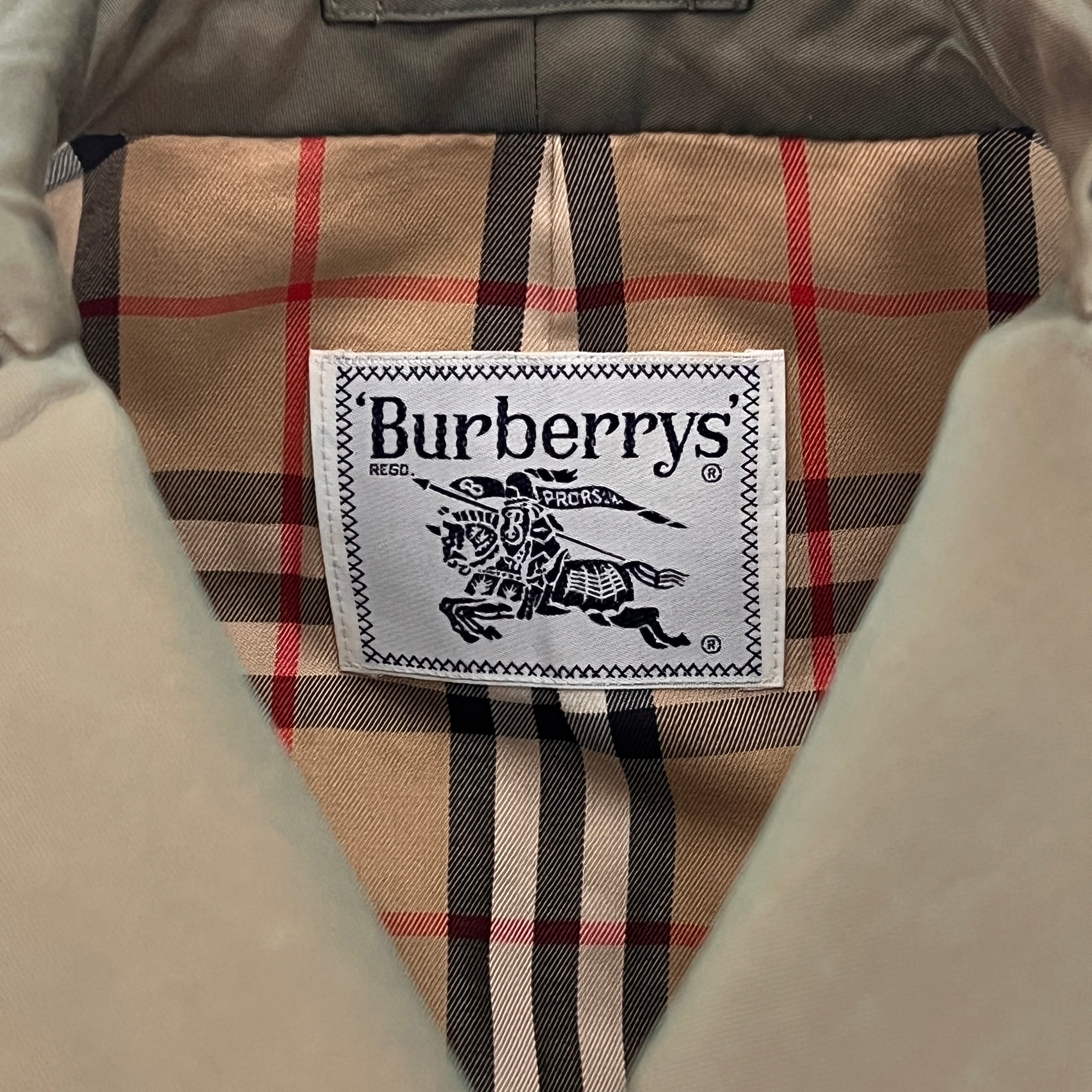 Trench BURBERRY XS coton vert irrisé Circa 1990