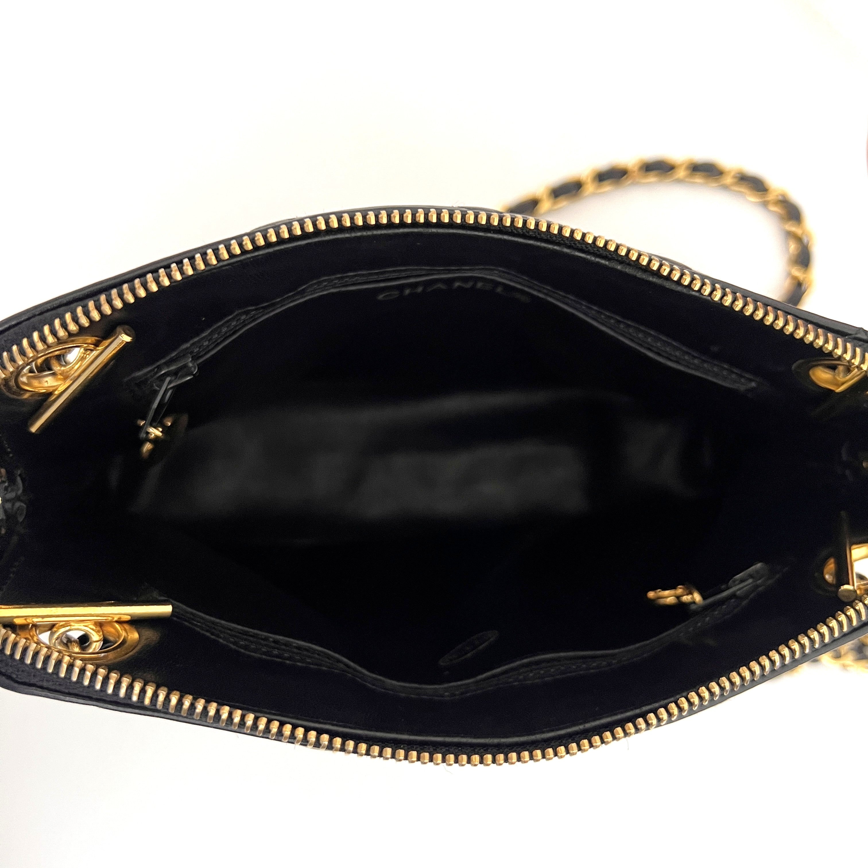 CHANEL Matelassé Charm Chain Bag Black Lambskin Circa 1990
