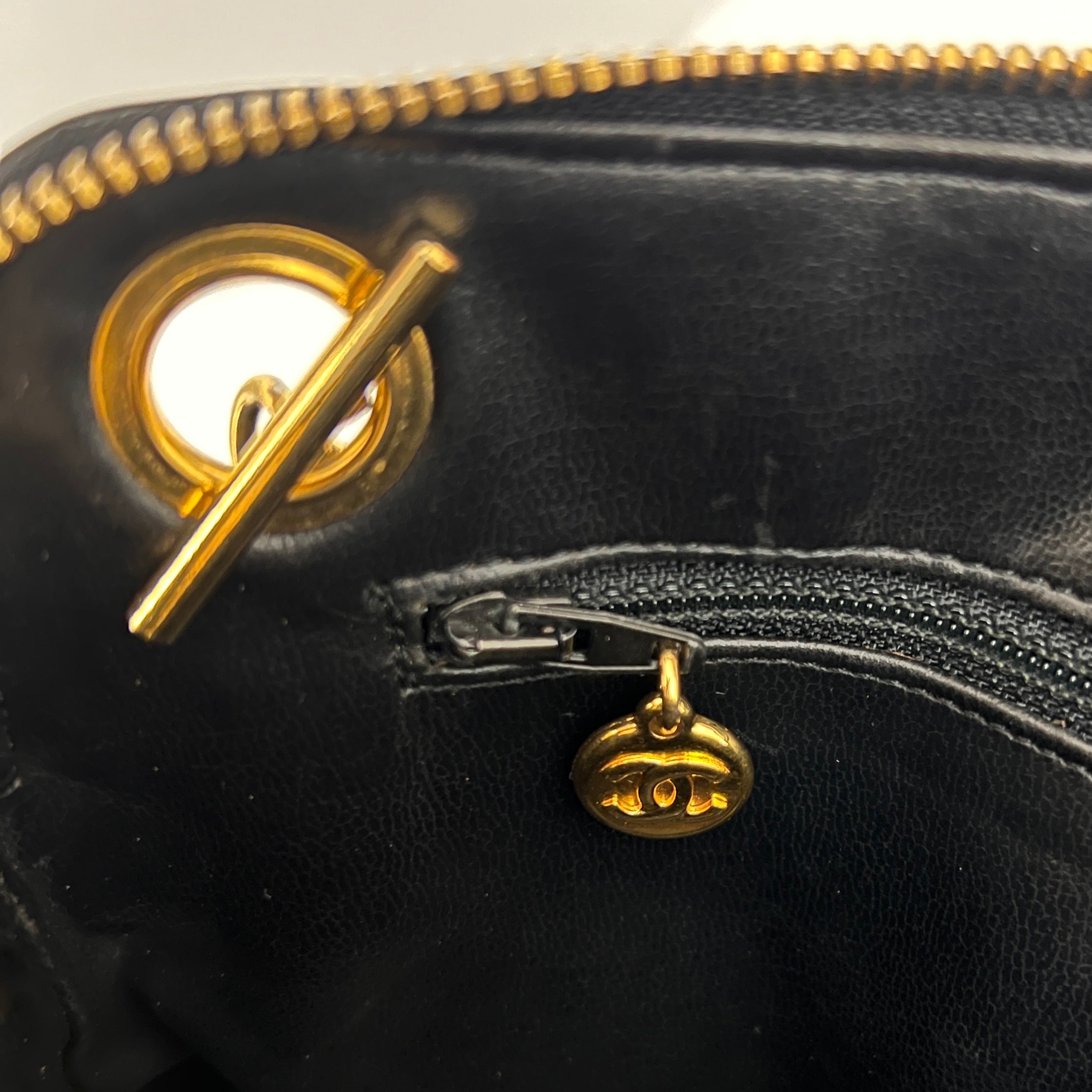 CHANEL Matelassé Charm Chain Bag Black Lambskin Circa 1990