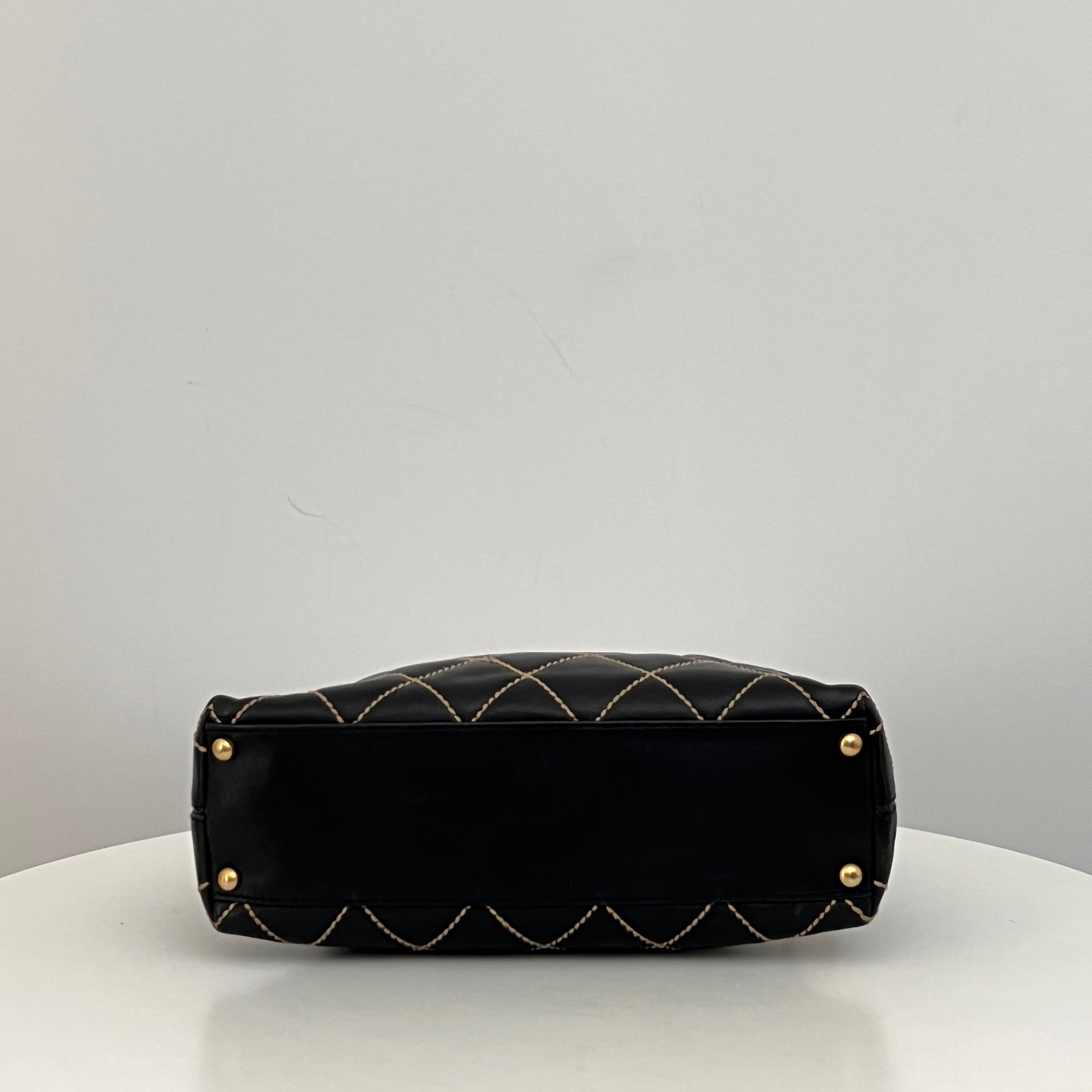 CHANEL Wild Stitch black lambskin bag Circa 1990
