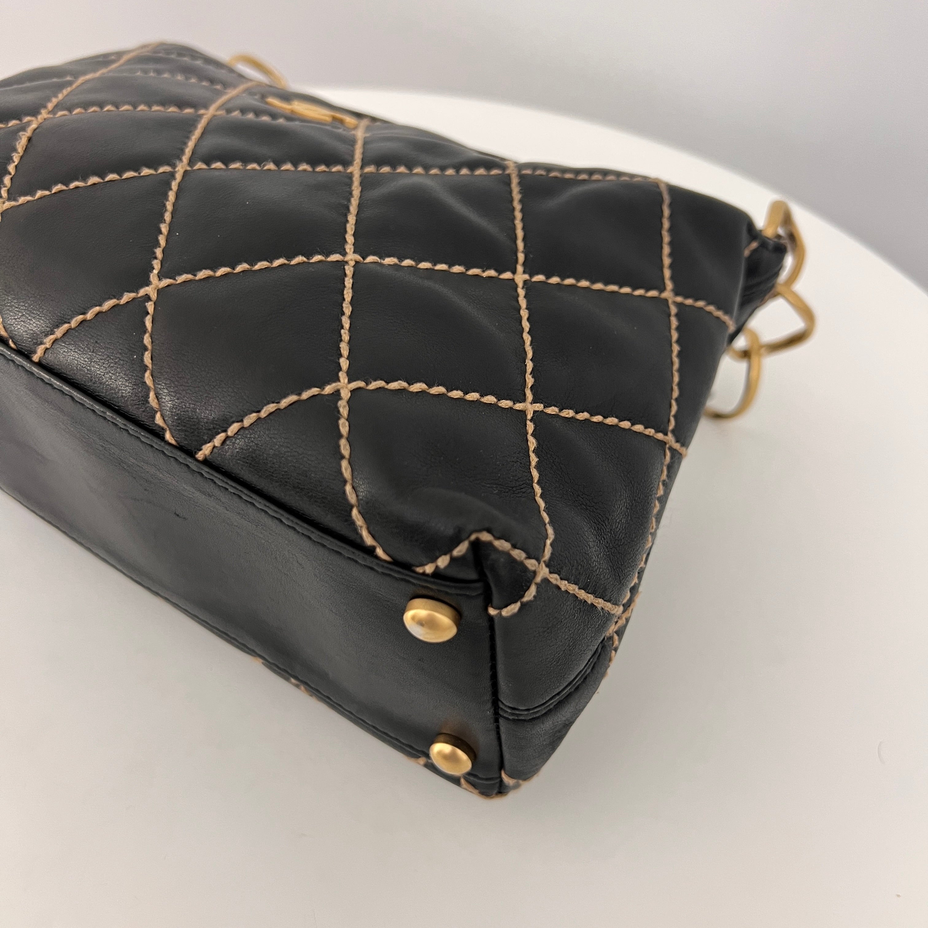 CHANEL Wild Stitch black lambskin bag Circa 1990