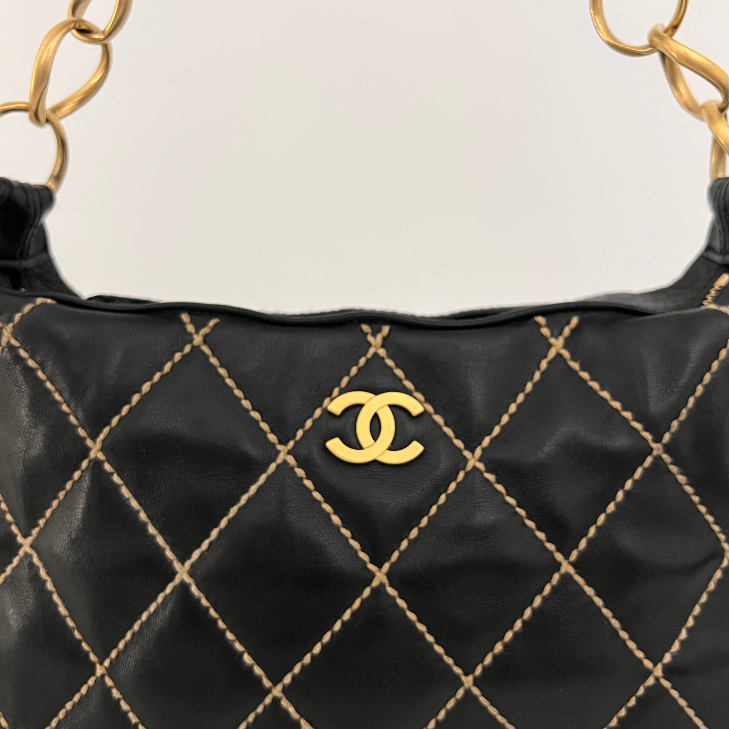 CHANEL Wild Stitch black lambskin bag Circa 1990