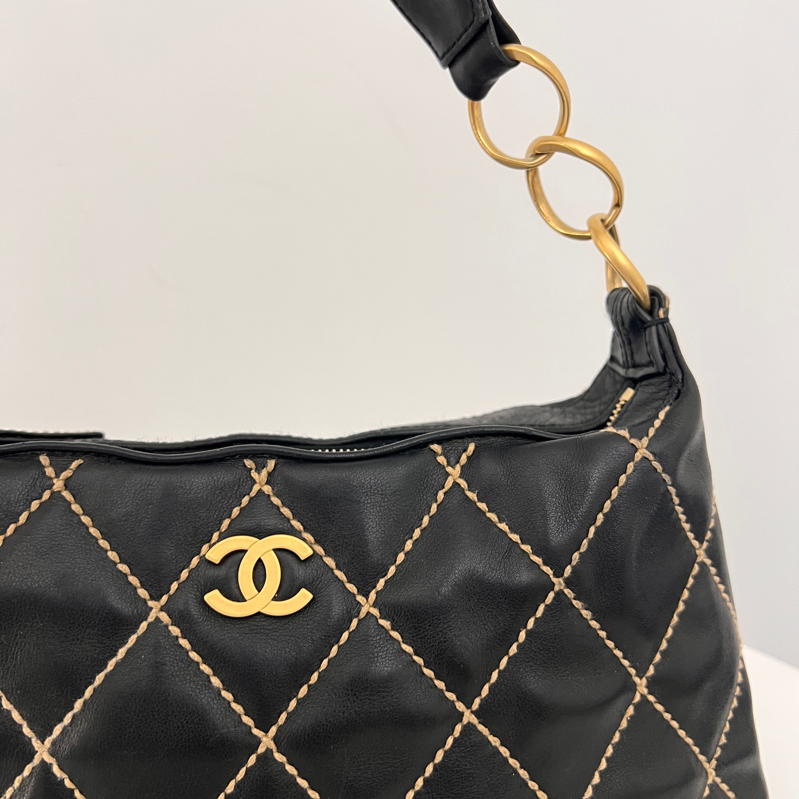 CHANEL Wild Stitch black lambskin bag Circa 1990