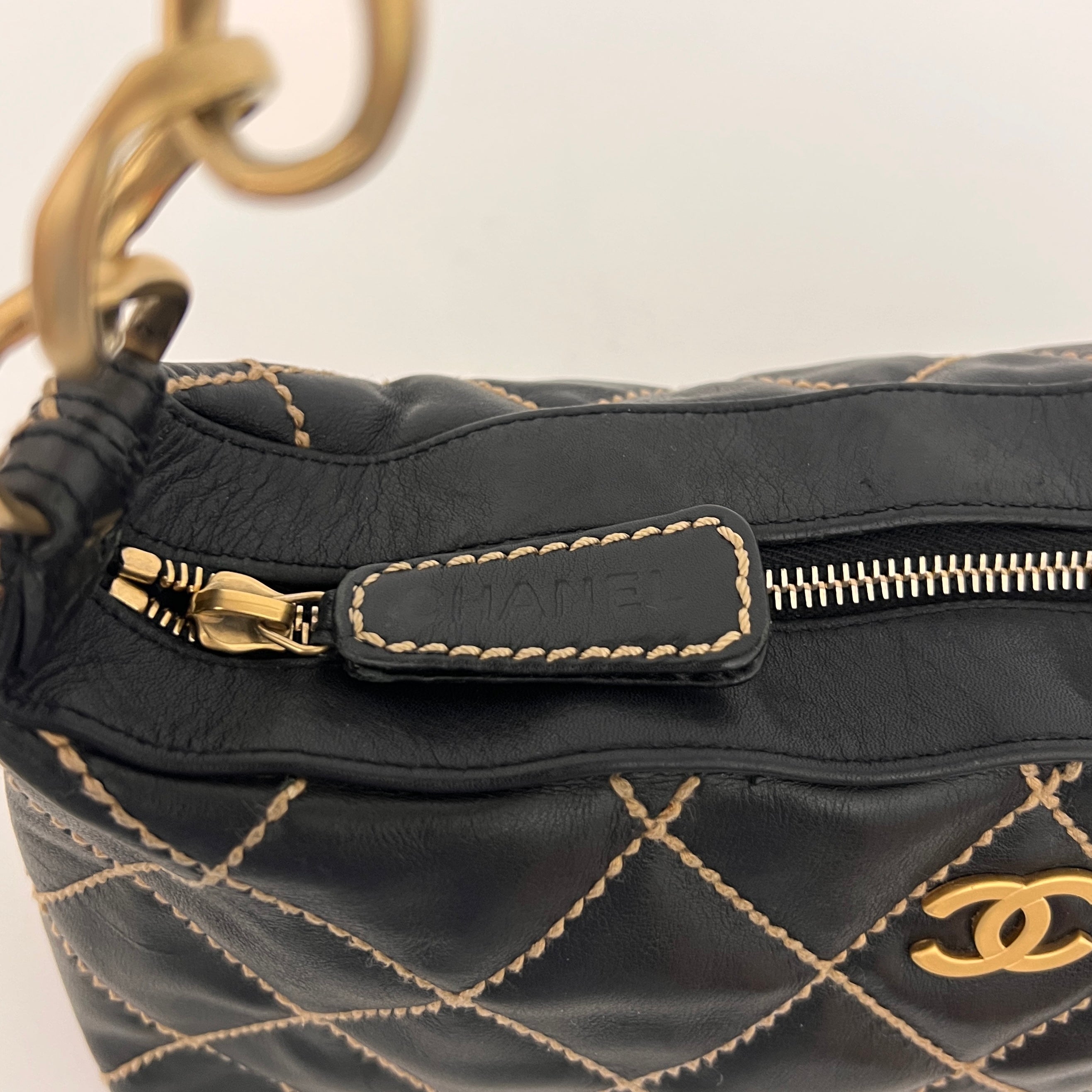 CHANEL Wild Stitch black lambskin bag Circa 1990