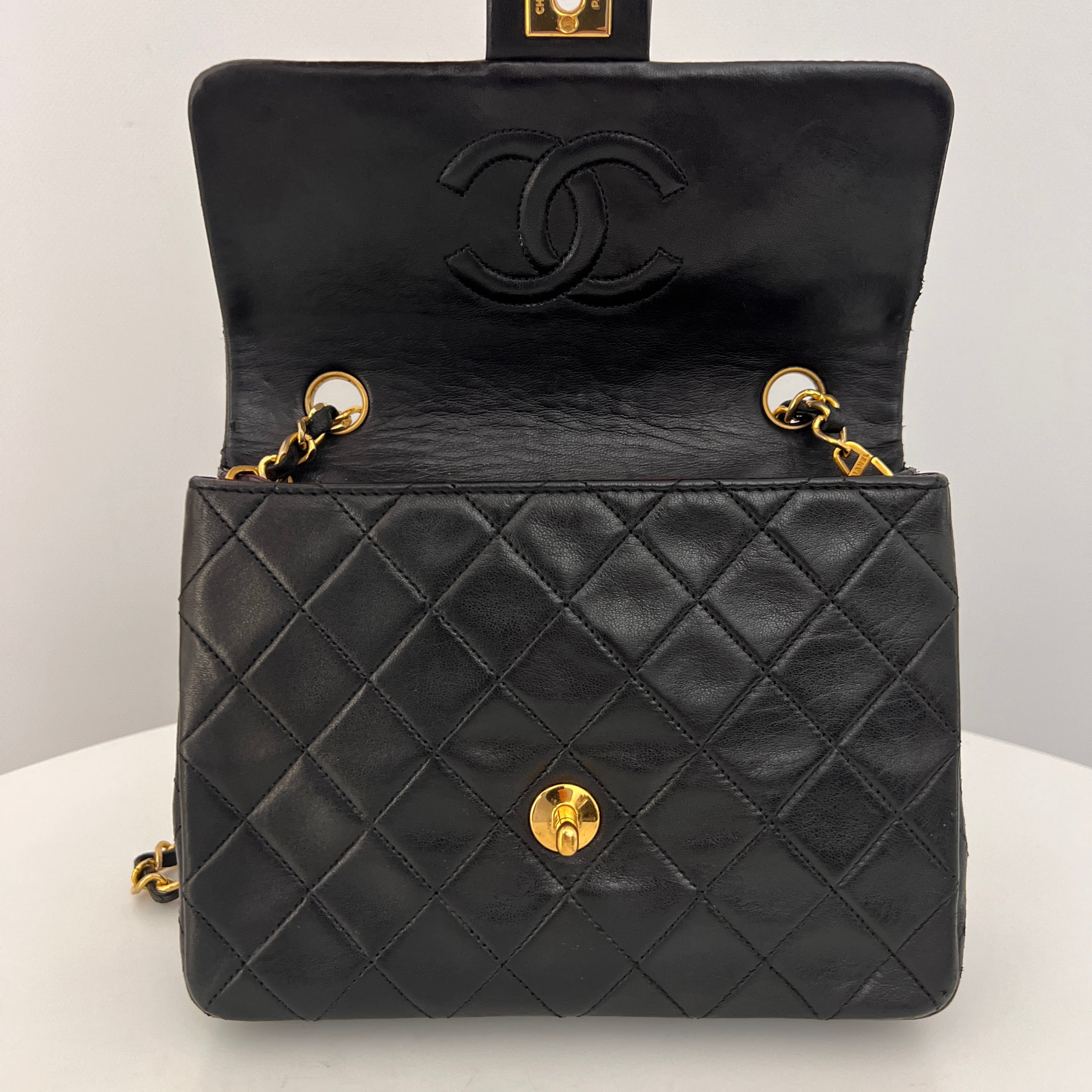 CHANEL Classic Mini Rectangle shoulder bag black lambskin 1989-1991