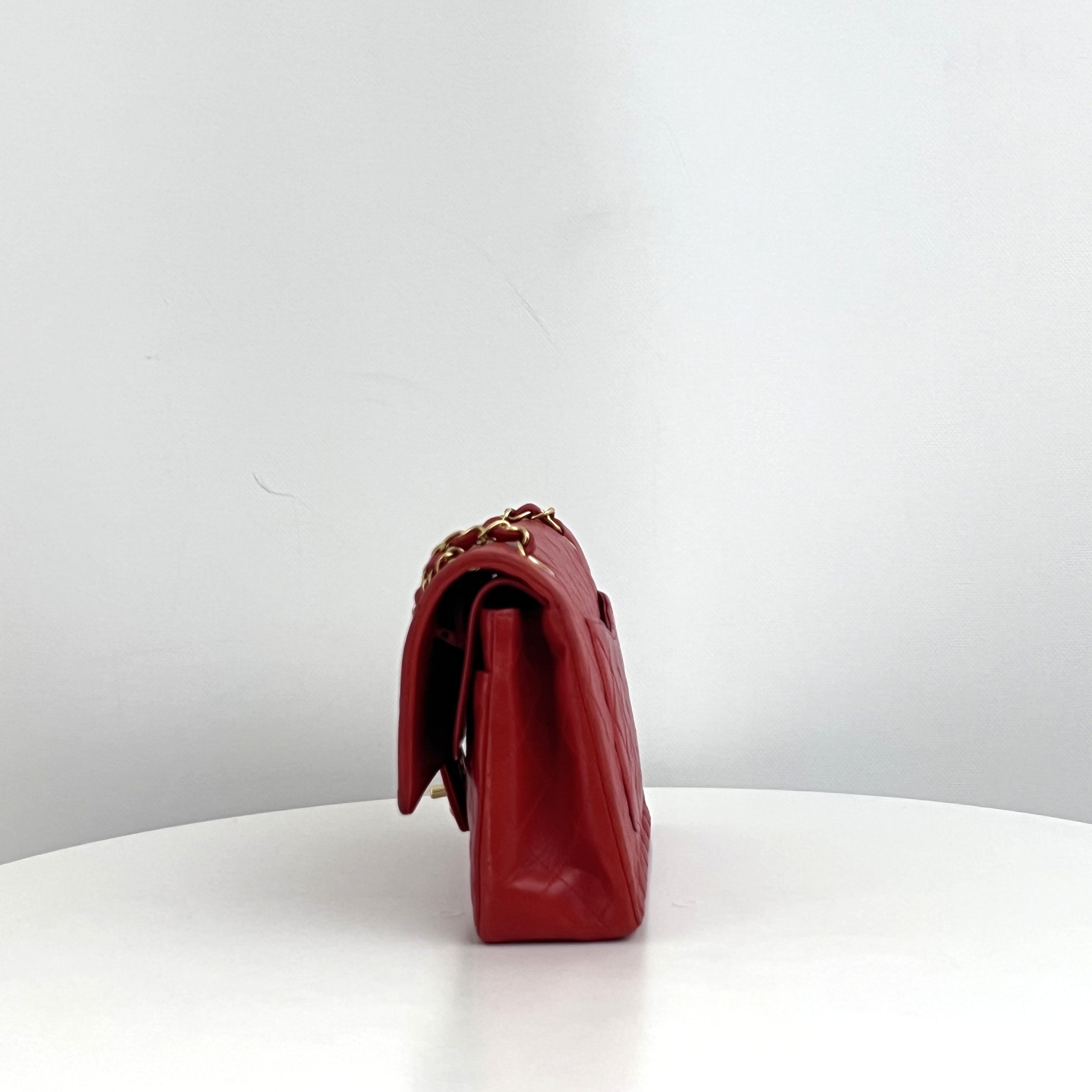CHANEL Classic 11.12 Medium shoulder bag red lambskin 2000-2002