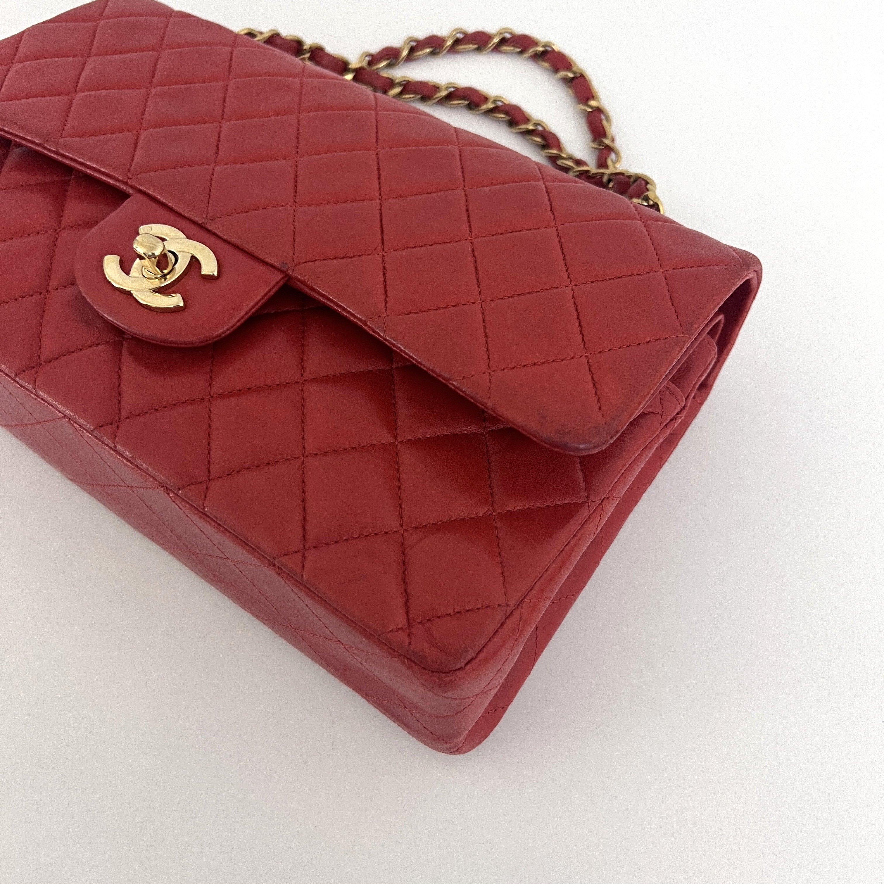 CHANEL Classic 11.12 Medium shoulder bag red lambskin 2000-2002