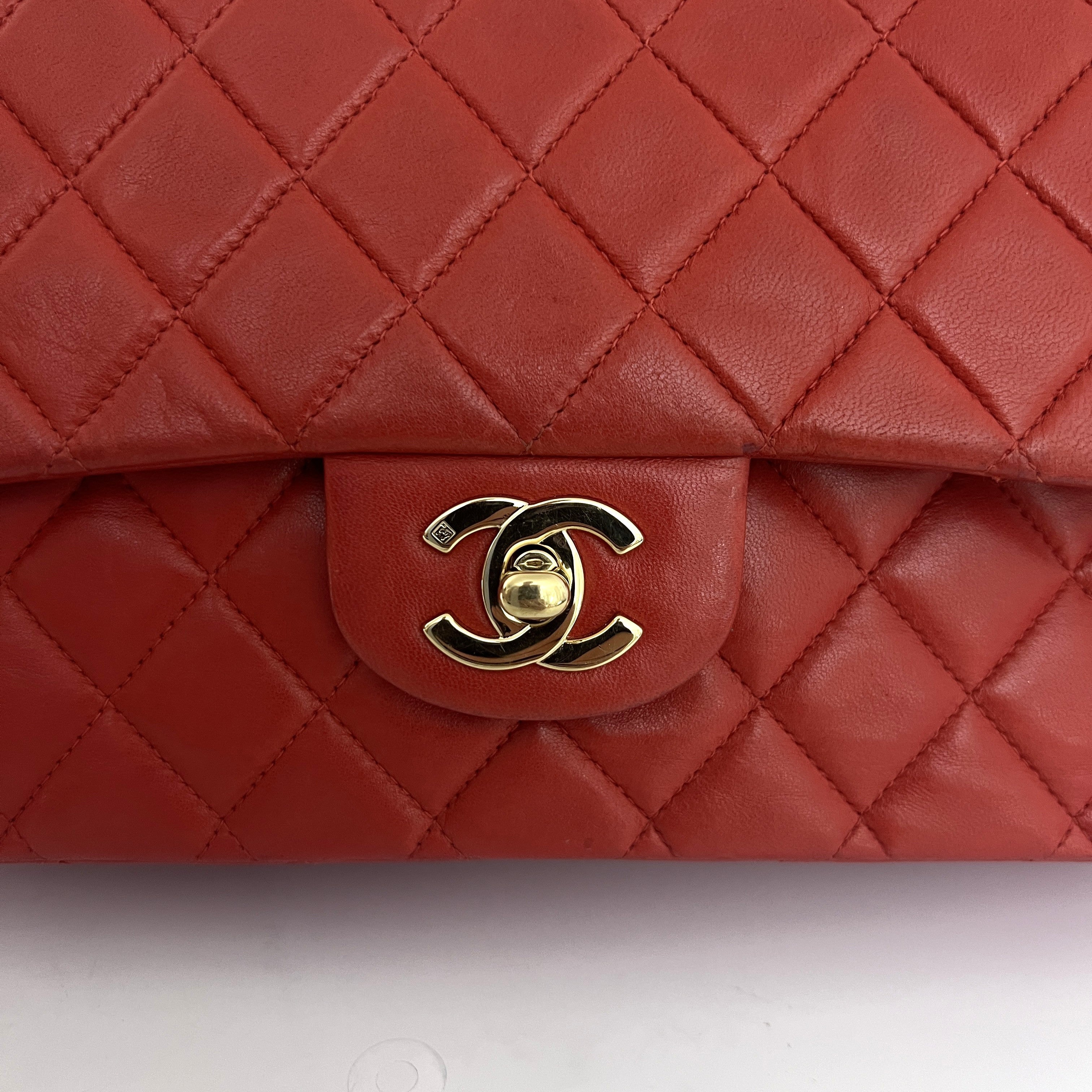 CHANEL Classic 11.12 Medium shoulder bag red lambskin 2000-2002