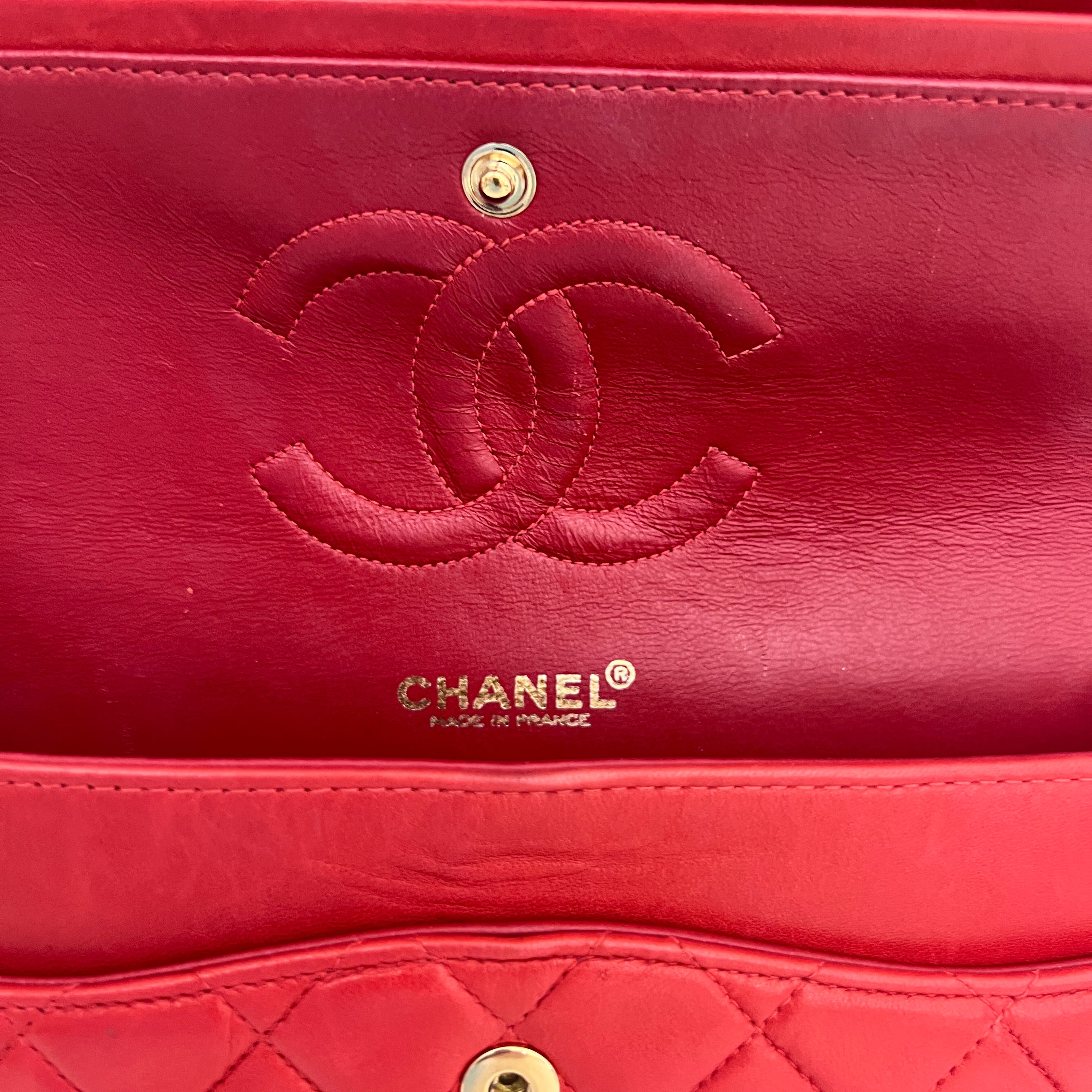 CHANEL Classic 11.12 Medium shoulder bag red lambskin 2000-2002